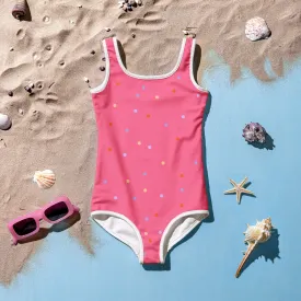 Pink Polka Dot Kids One Piece Swimsuit