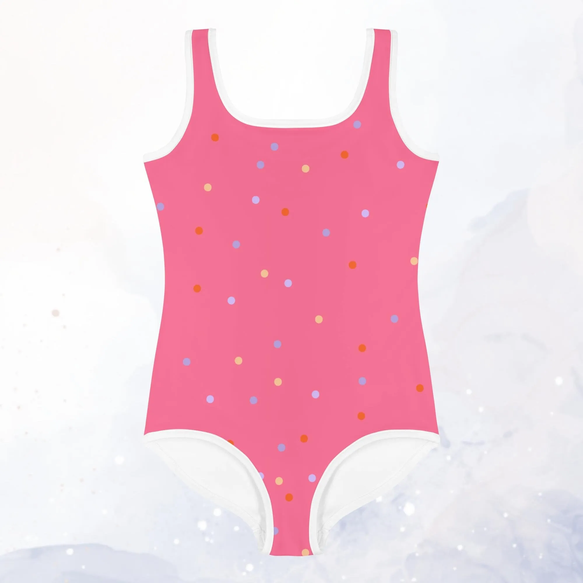 Pink Polka Dot Kids One Piece Swimsuit