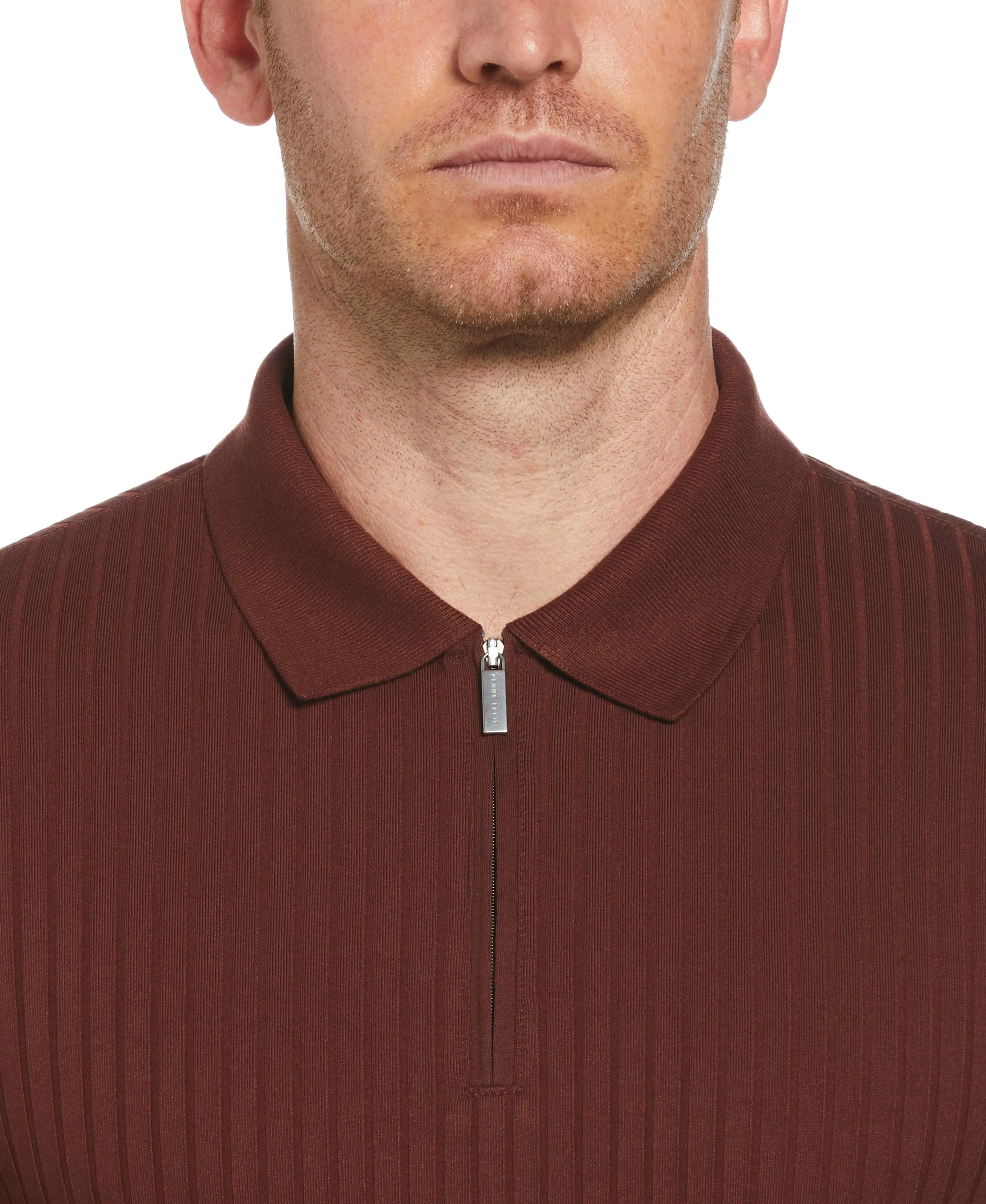 Quarter Zip Ribbed Polo