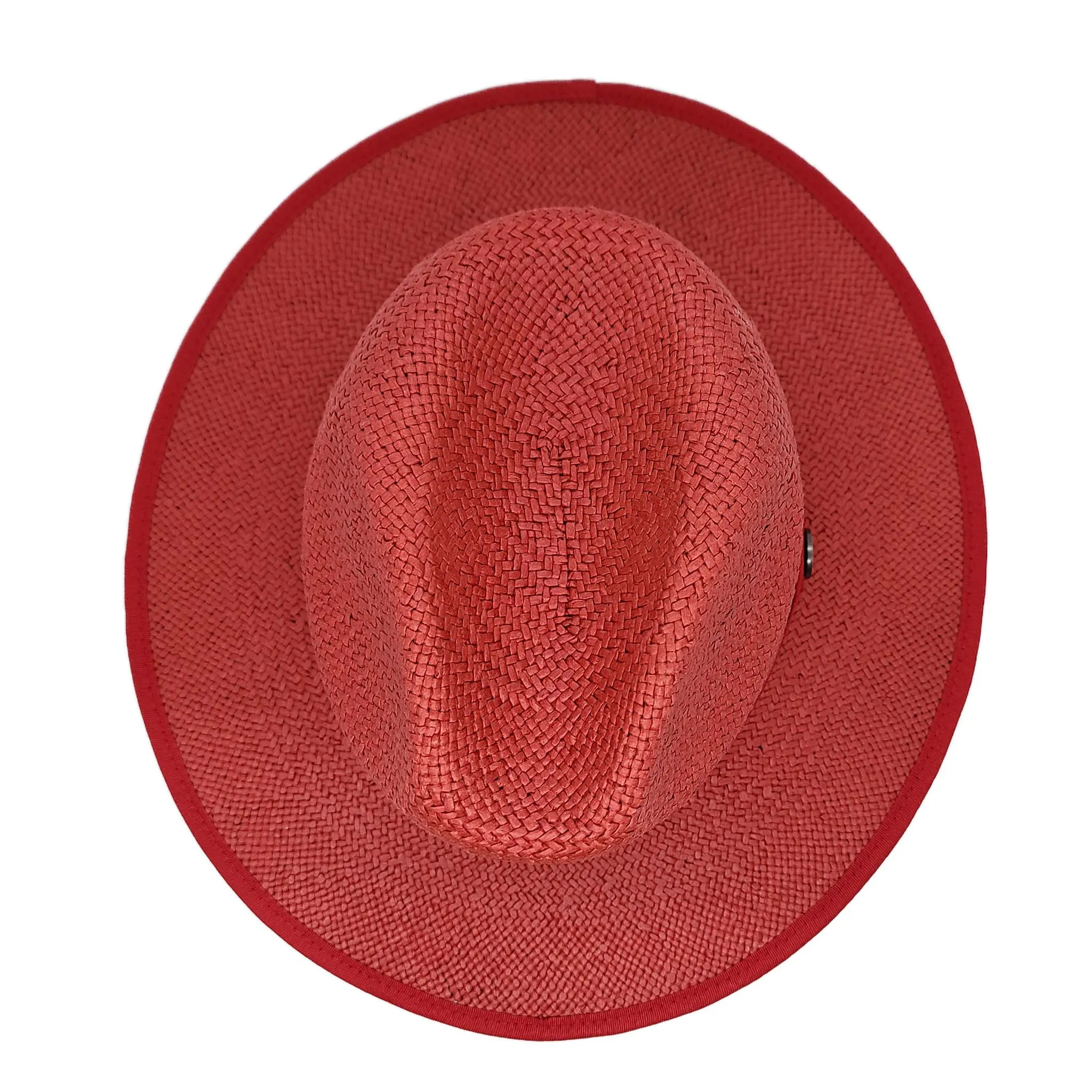 Red Contrast Bottom Straw Hat