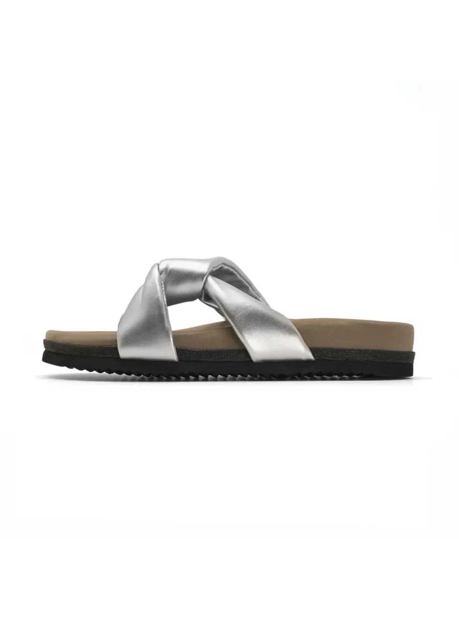 ROAM Women's Side Slip Vegan Leather Sandals - Silver