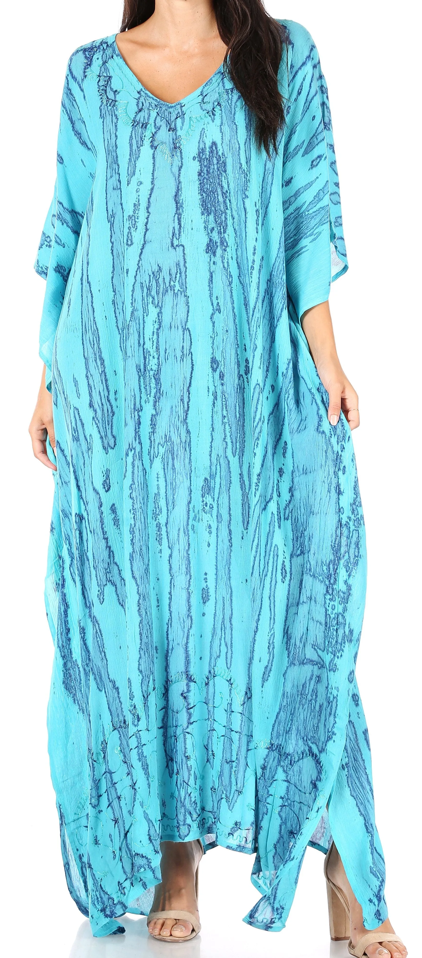 Sakkas Catia Women's Boho-Style Long Maxi Caftan for Lounging and Casual Wear