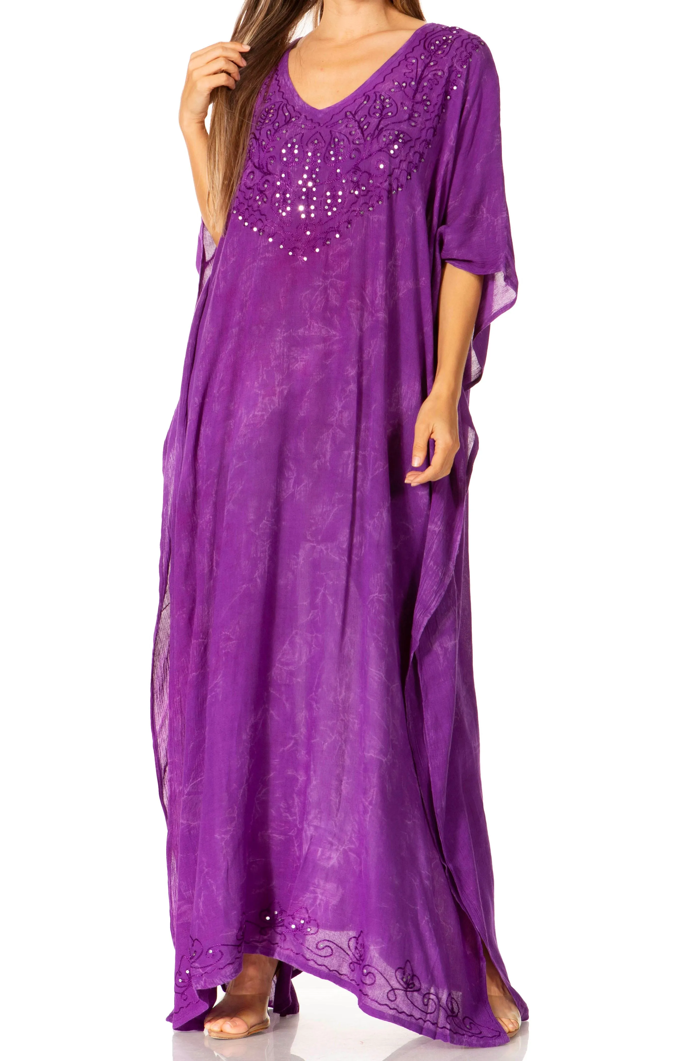 Sakkas Catia Women's Boho-Style Long Maxi Caftan for Lounging and Casual Wear