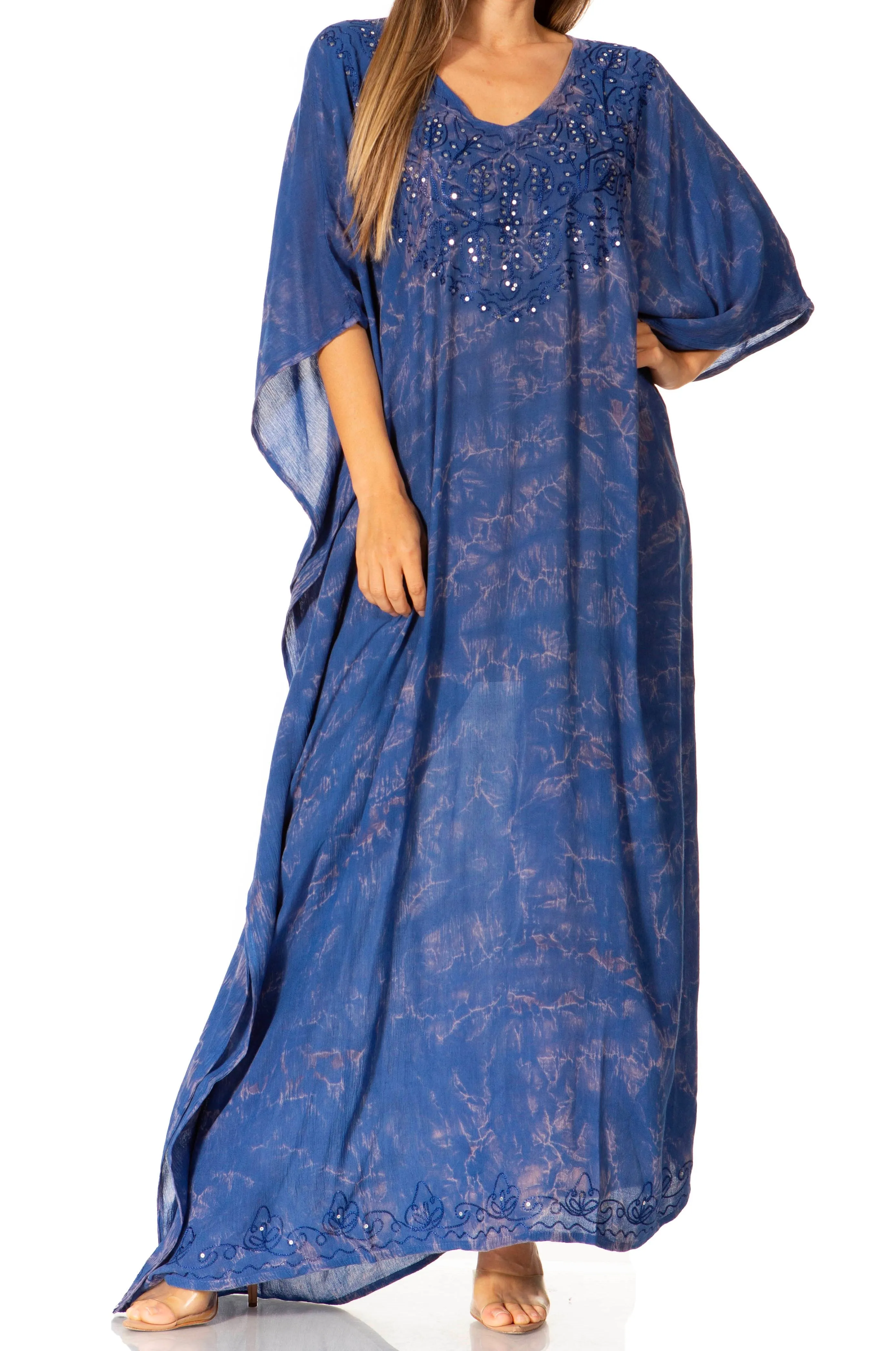 Sakkas Catia Women's Boho-Style Long Maxi Caftan for Lounging and Casual Wear