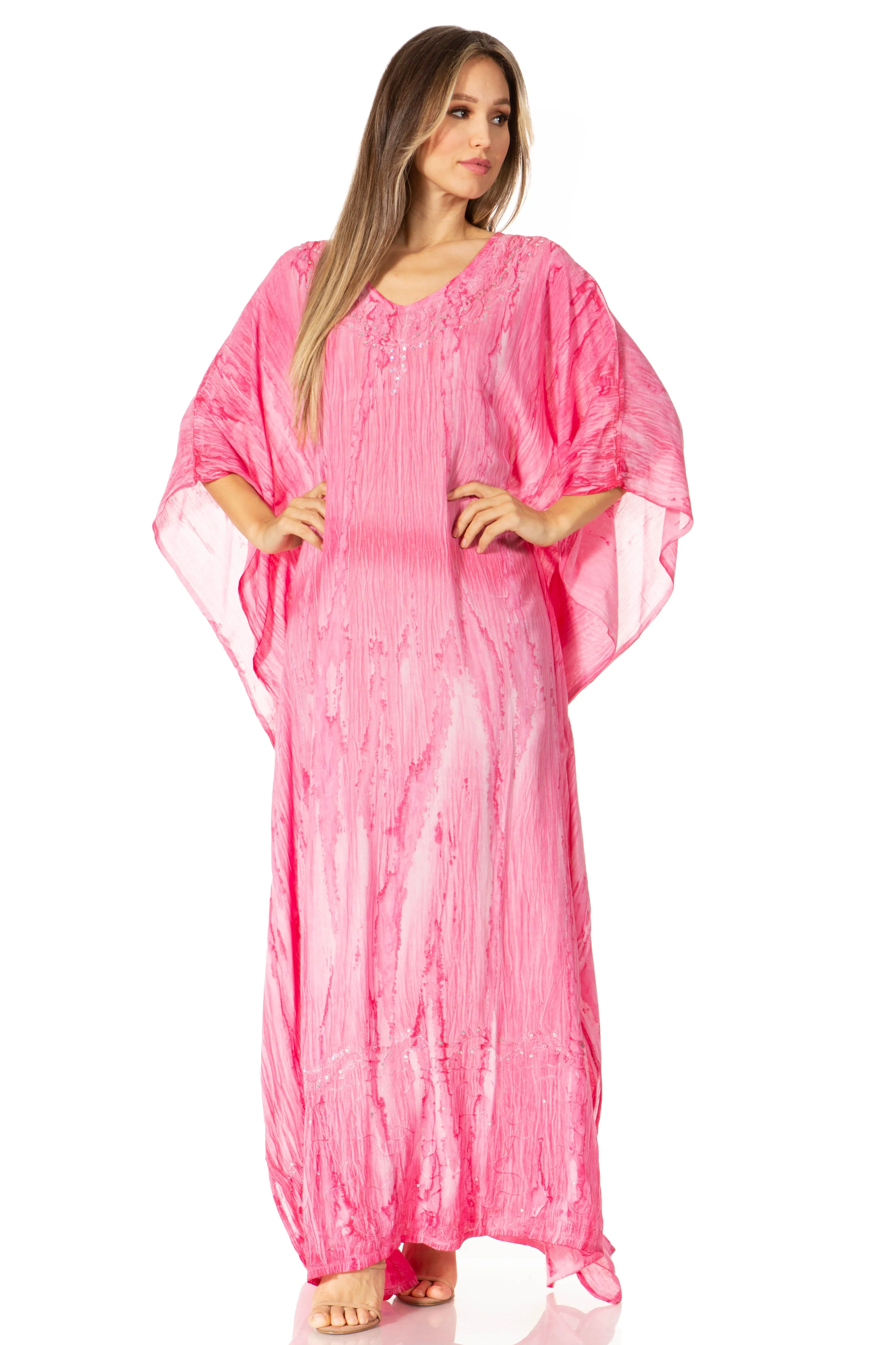 Sakkas Catia Women's Boho-Style Long Maxi Caftan for Lounging and Casual Wear