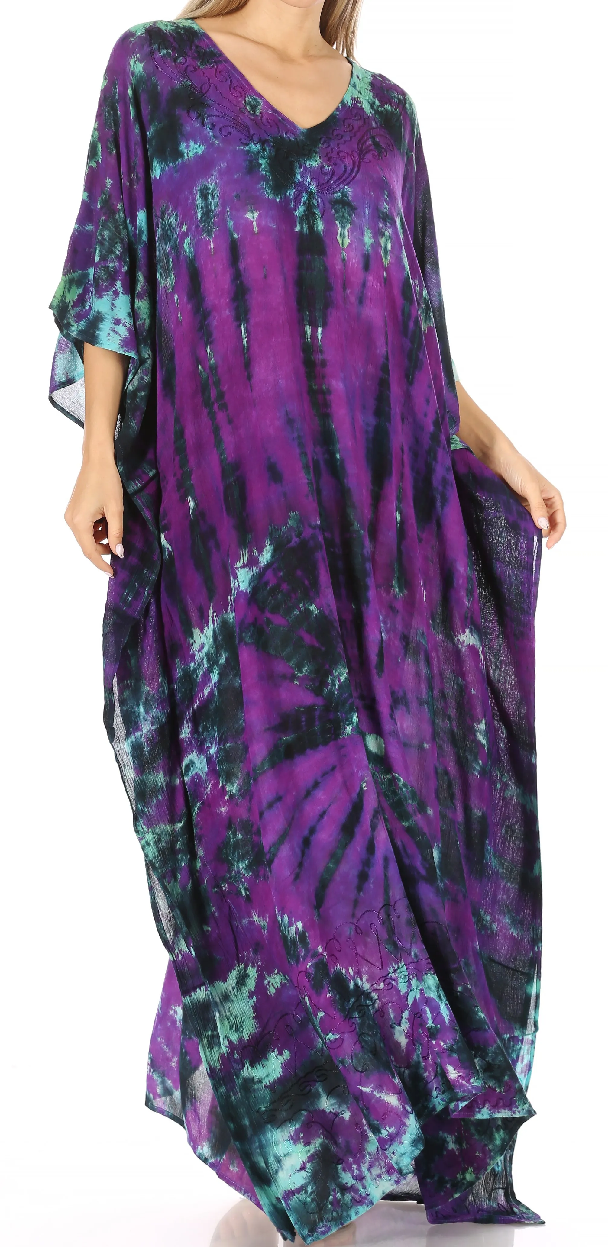 Sakkas Catia Women's Boho-Style Long Maxi Caftan for Lounging and Casual Wear