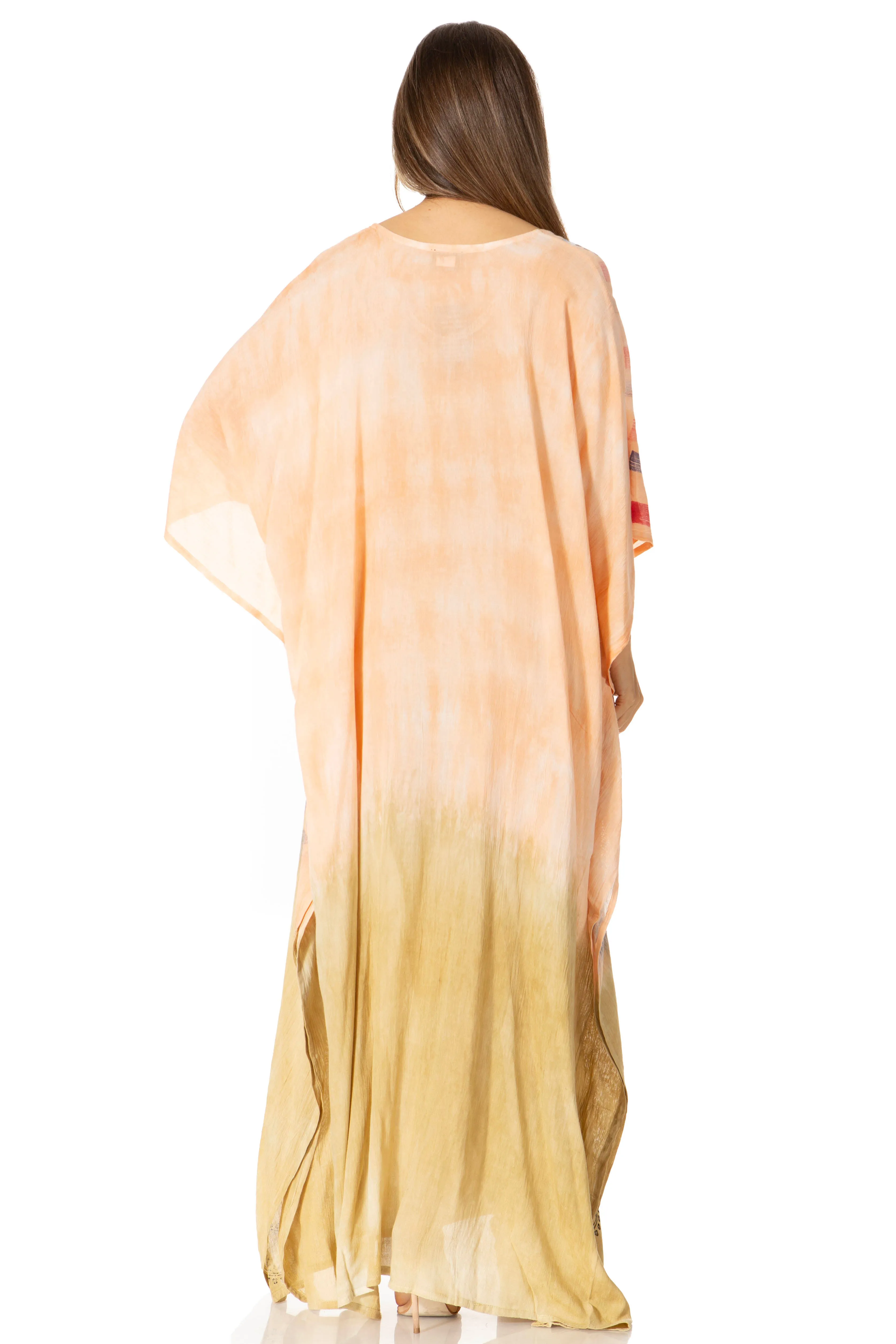 Sakkas Catia Women's Boho-Style Long Maxi Caftan for Lounging and Casual Wear