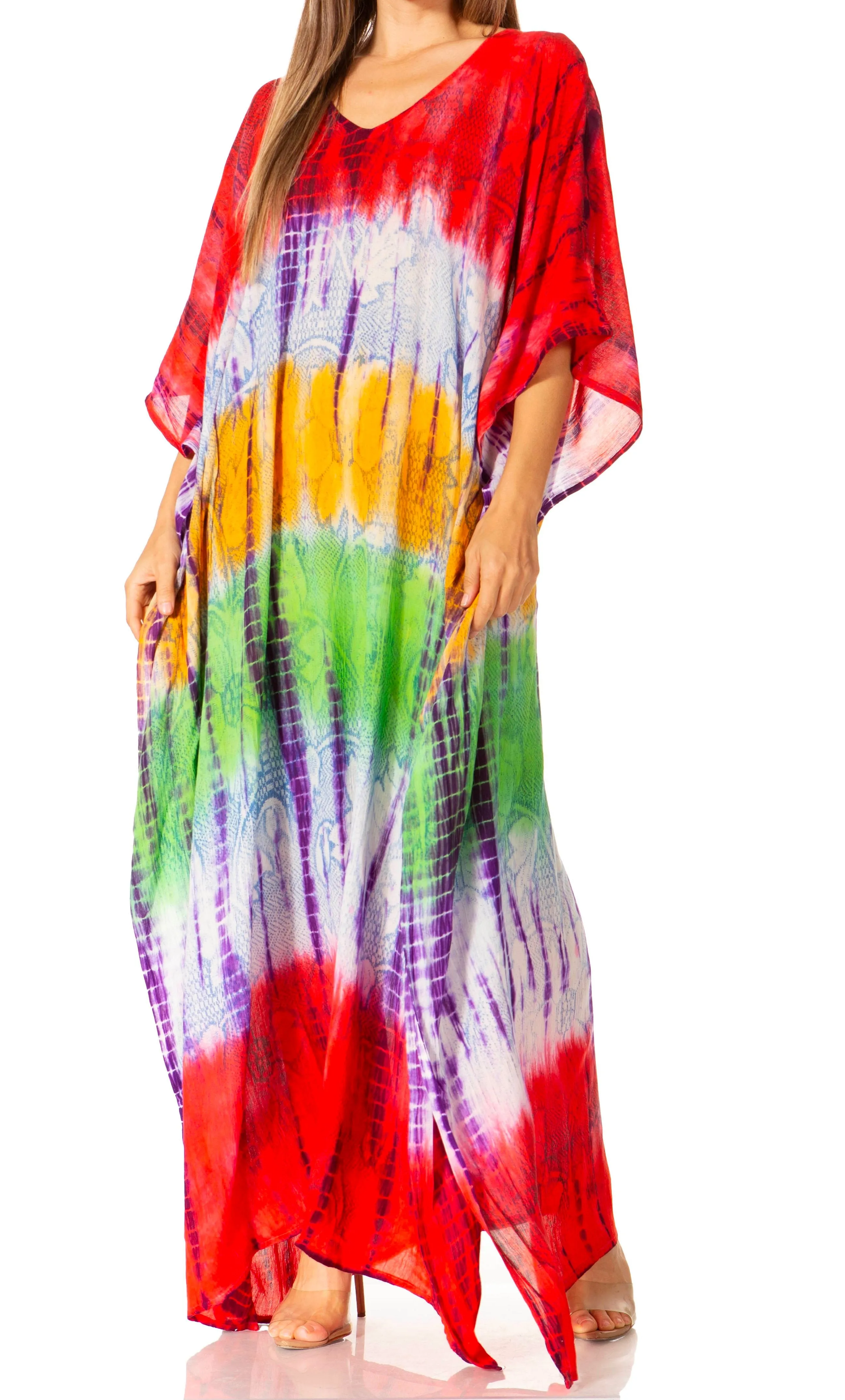 Sakkas Catia Women's Boho-Style Long Maxi Caftan for Lounging and Casual Wear