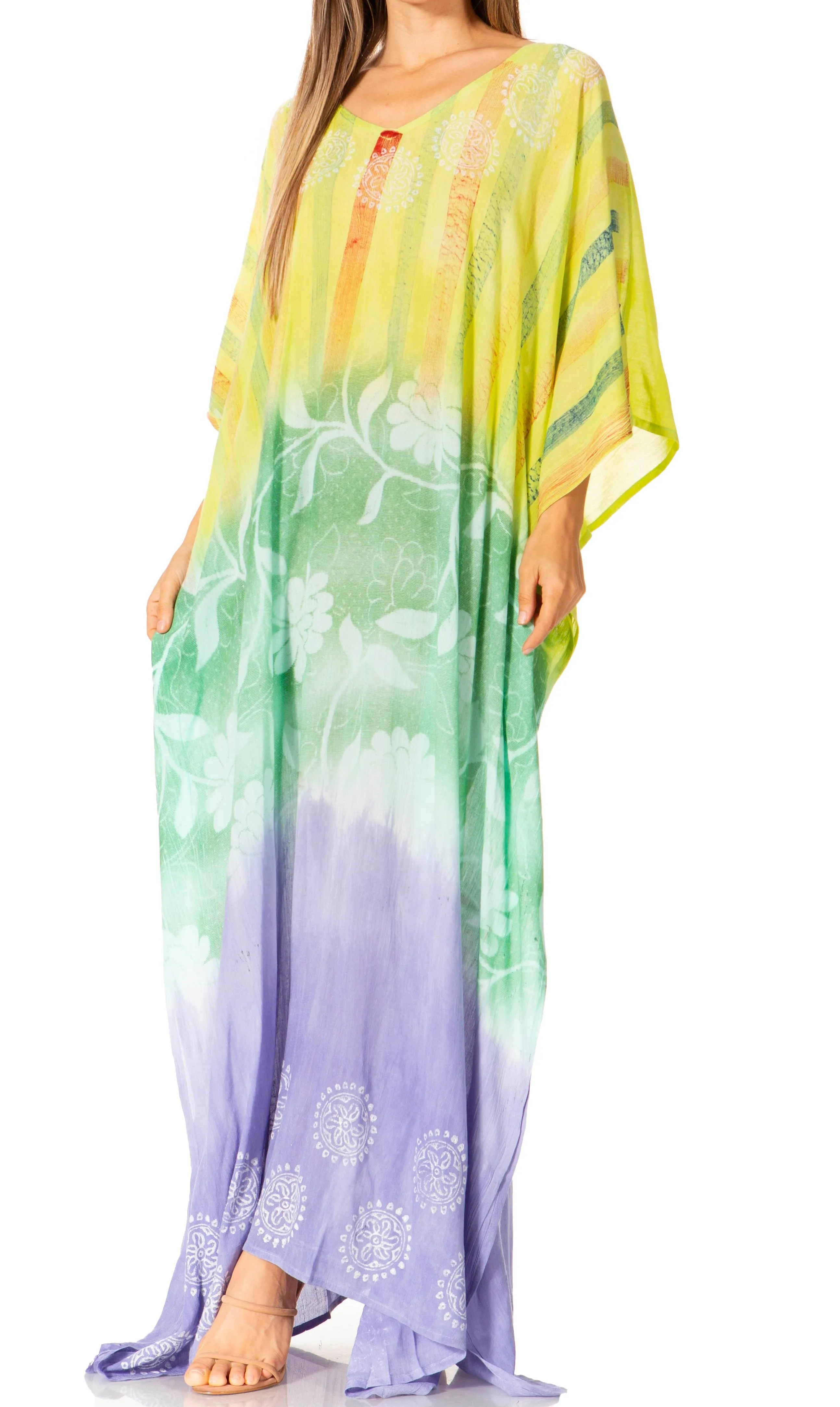 Sakkas Catia Women's Boho-Style Long Maxi Caftan for Lounging and Casual Wear