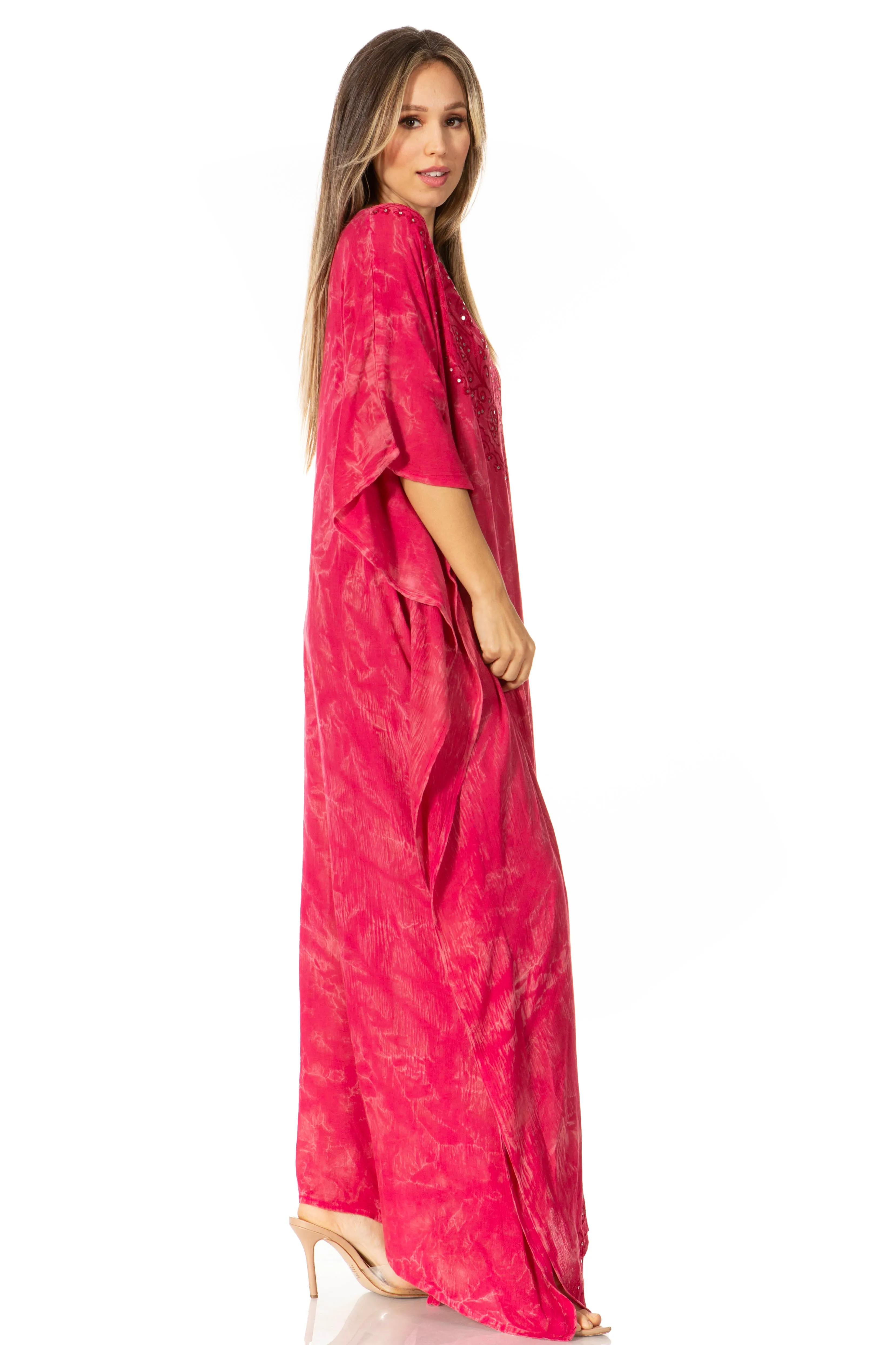 Sakkas Catia Women's Boho-Style Long Maxi Caftan for Lounging and Casual Wear