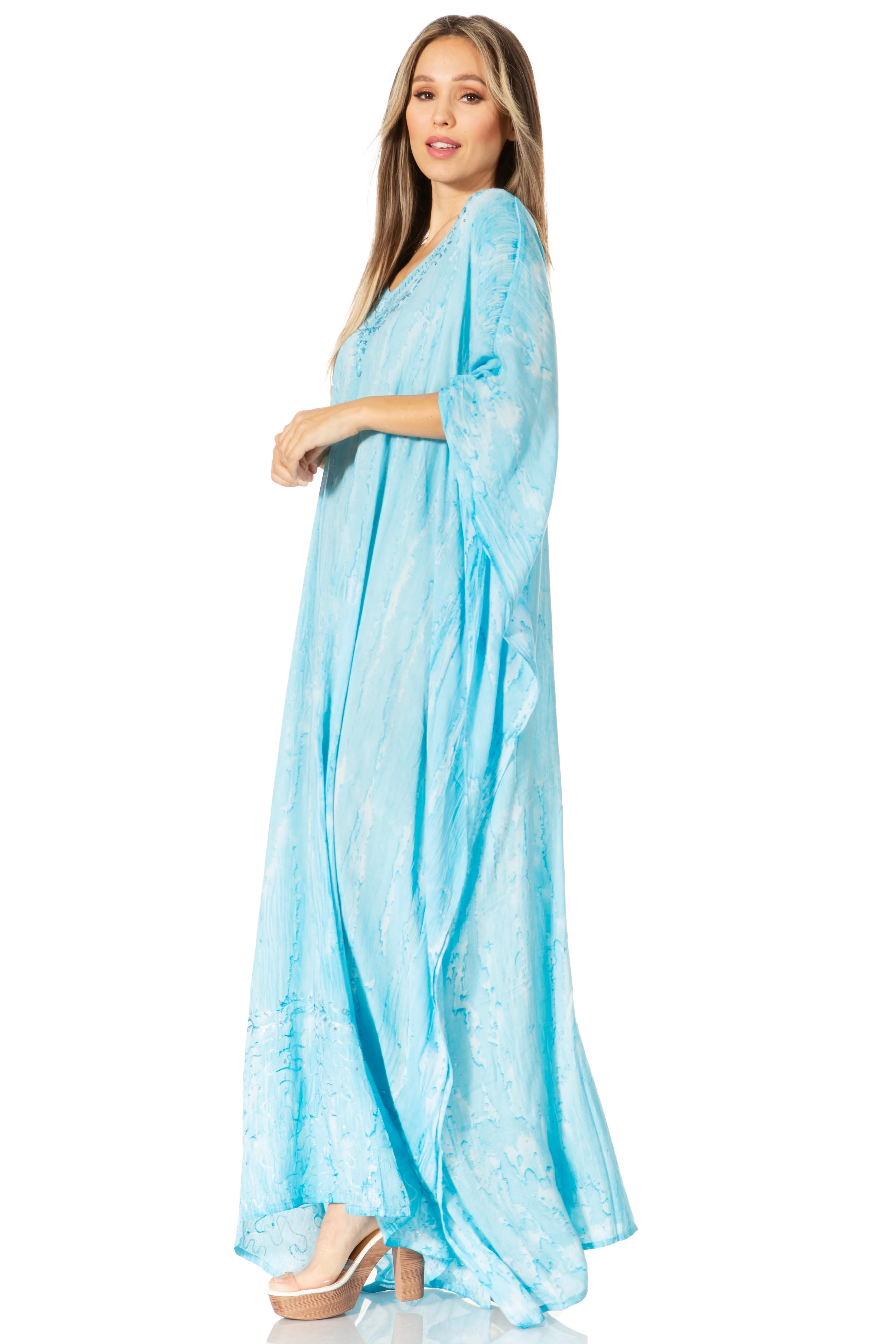 Sakkas Catia Women's Boho-Style Long Maxi Caftan for Lounging and Casual Wear