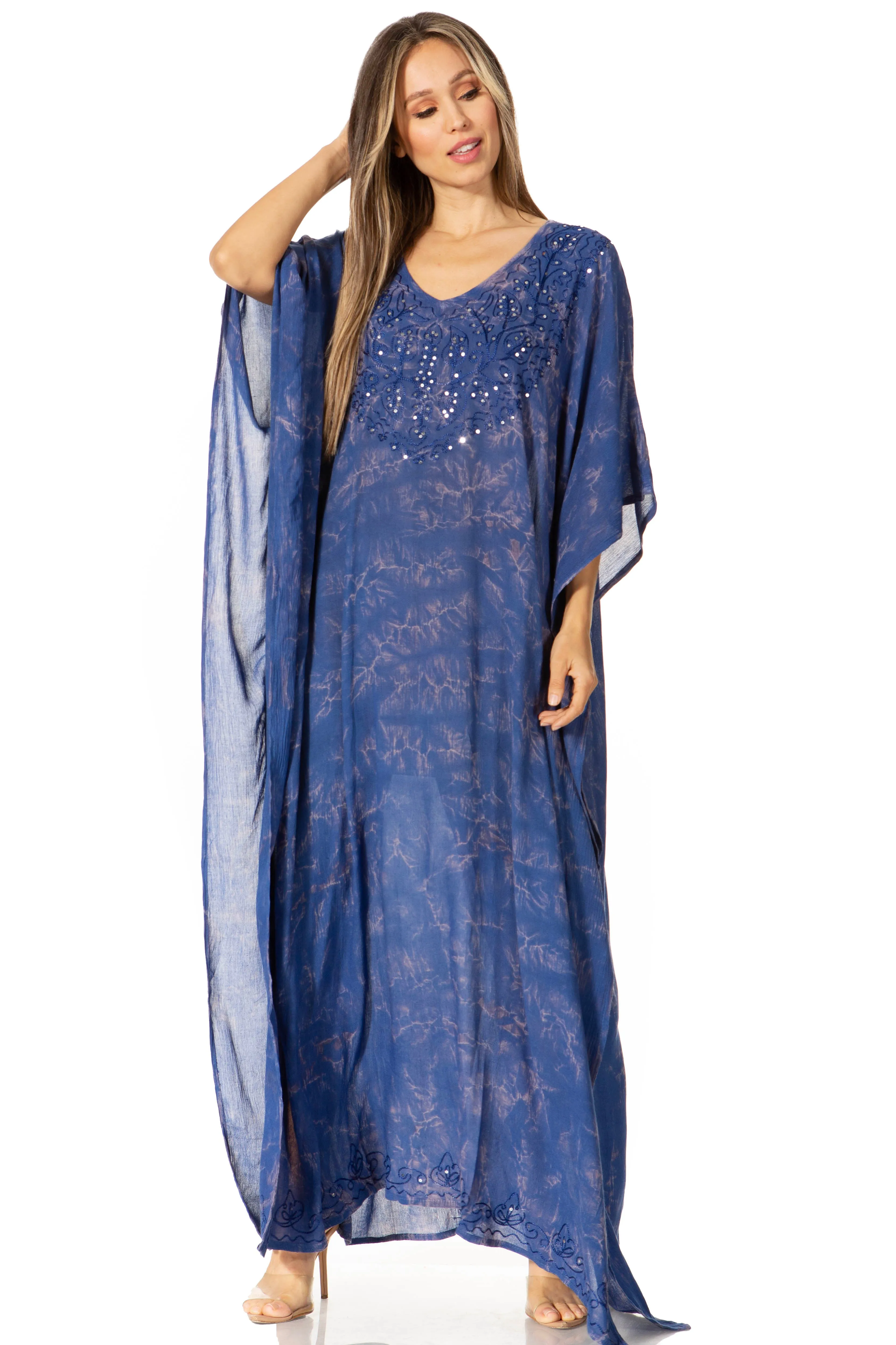 Sakkas Catia Women's Boho-Style Long Maxi Caftan for Lounging and Casual Wear