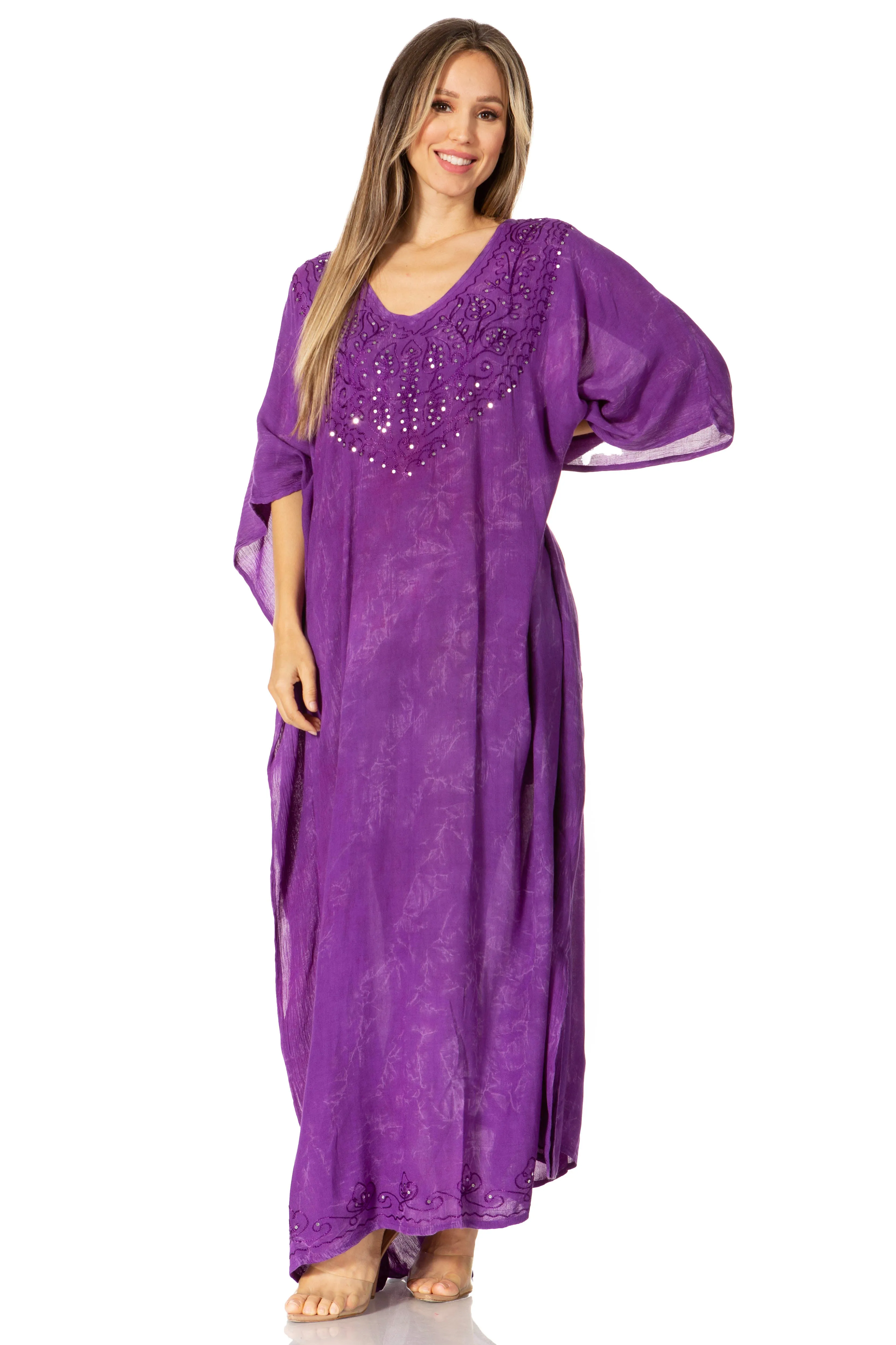 Sakkas Catia Women's Boho-Style Long Maxi Caftan for Lounging and Casual Wear