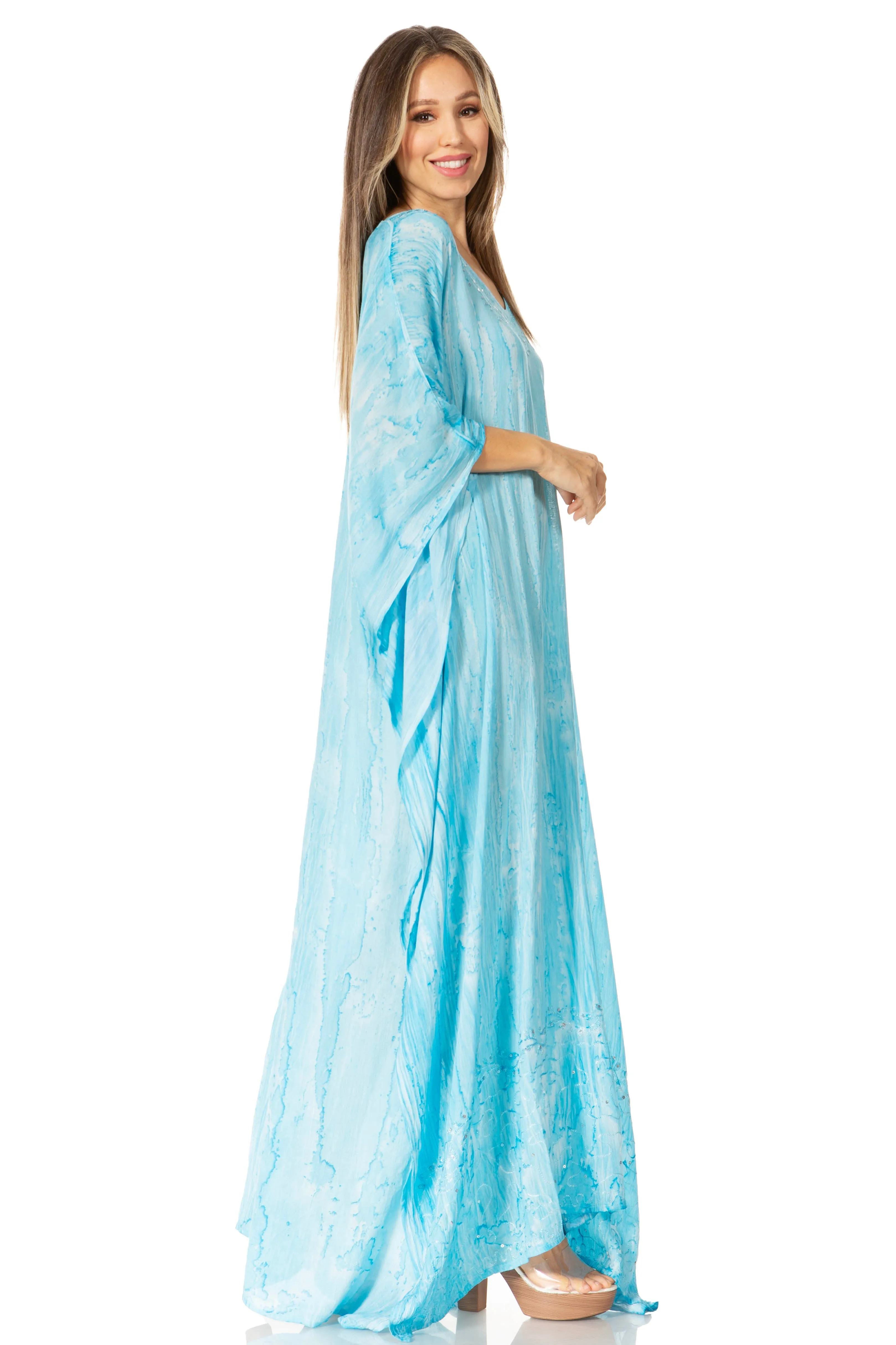 Sakkas Catia Women's Boho-Style Long Maxi Caftan for Lounging and Casual Wear