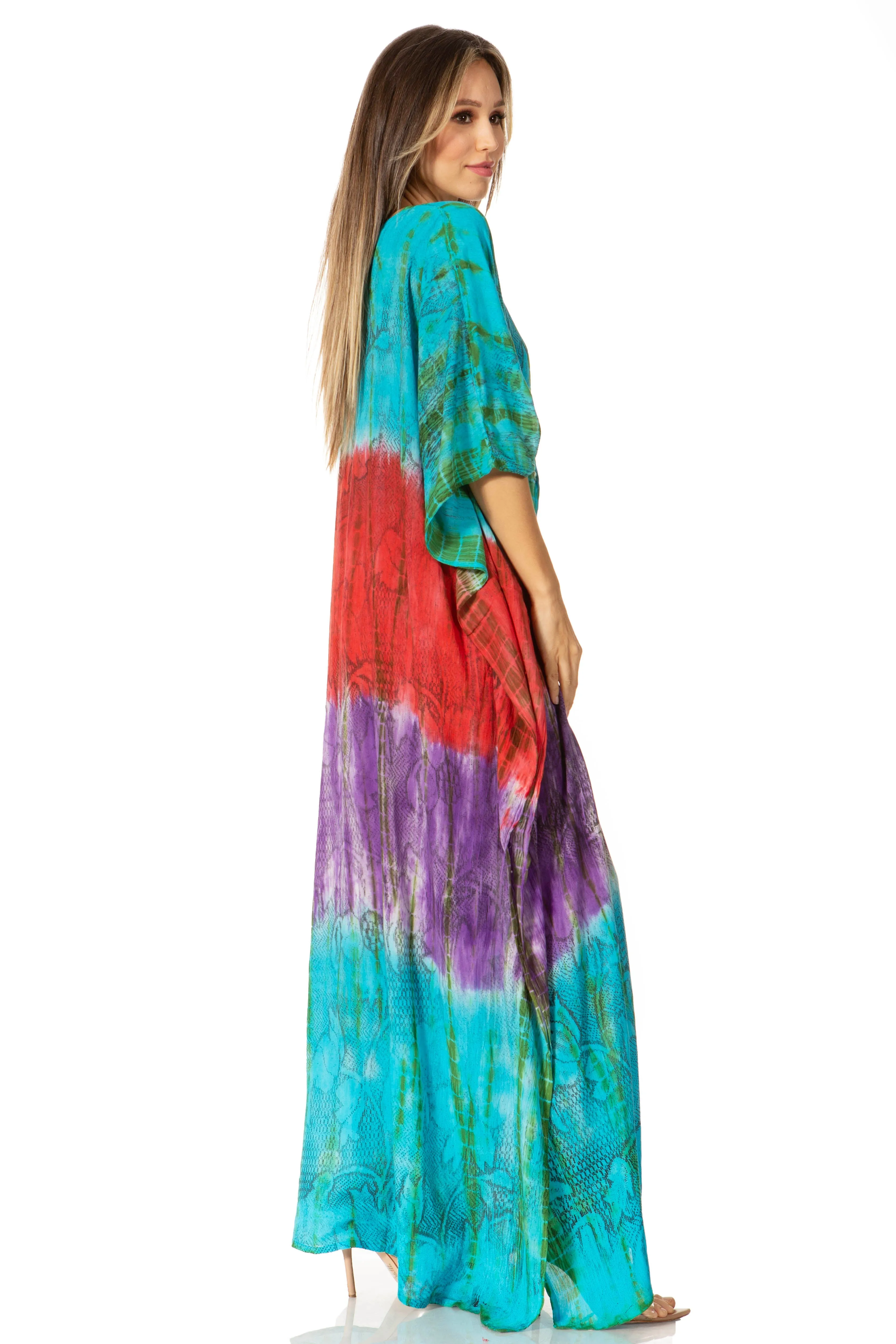 Sakkas Catia Women's Boho-Style Long Maxi Caftan for Lounging and Casual Wear