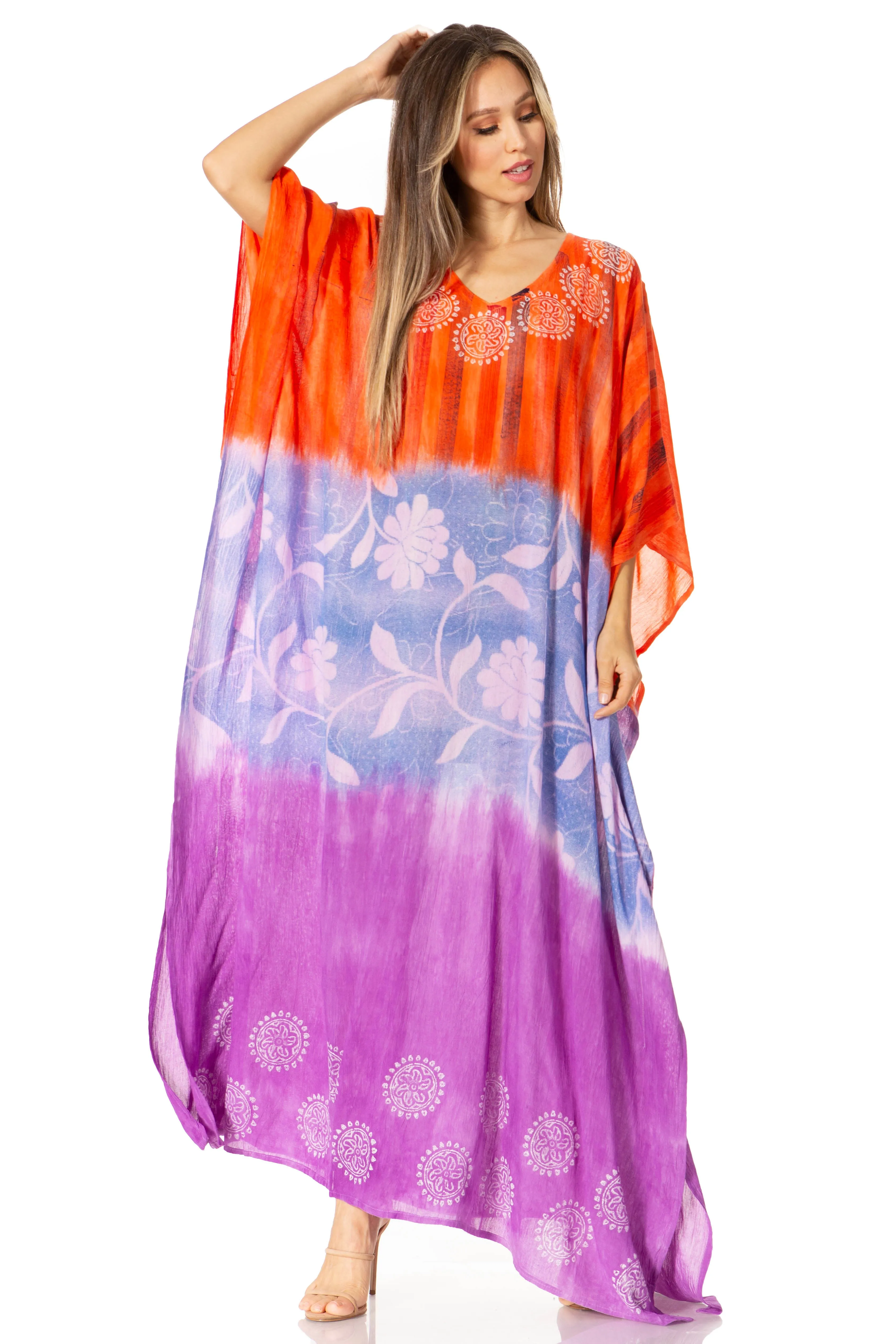 Sakkas Catia Women's Boho-Style Long Maxi Caftan for Lounging and Casual Wear