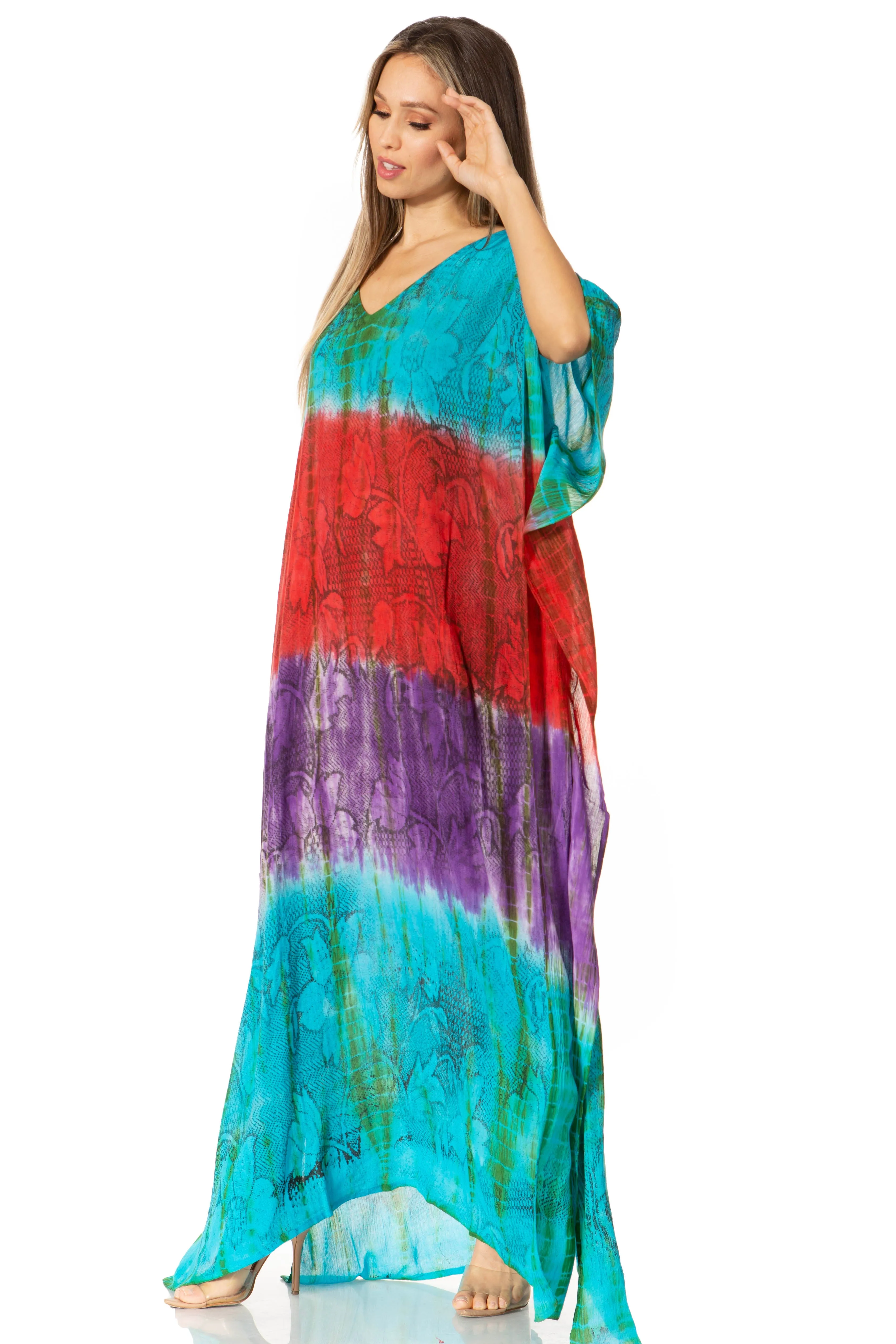 Sakkas Catia Women's Boho-Style Long Maxi Caftan for Lounging and Casual Wear