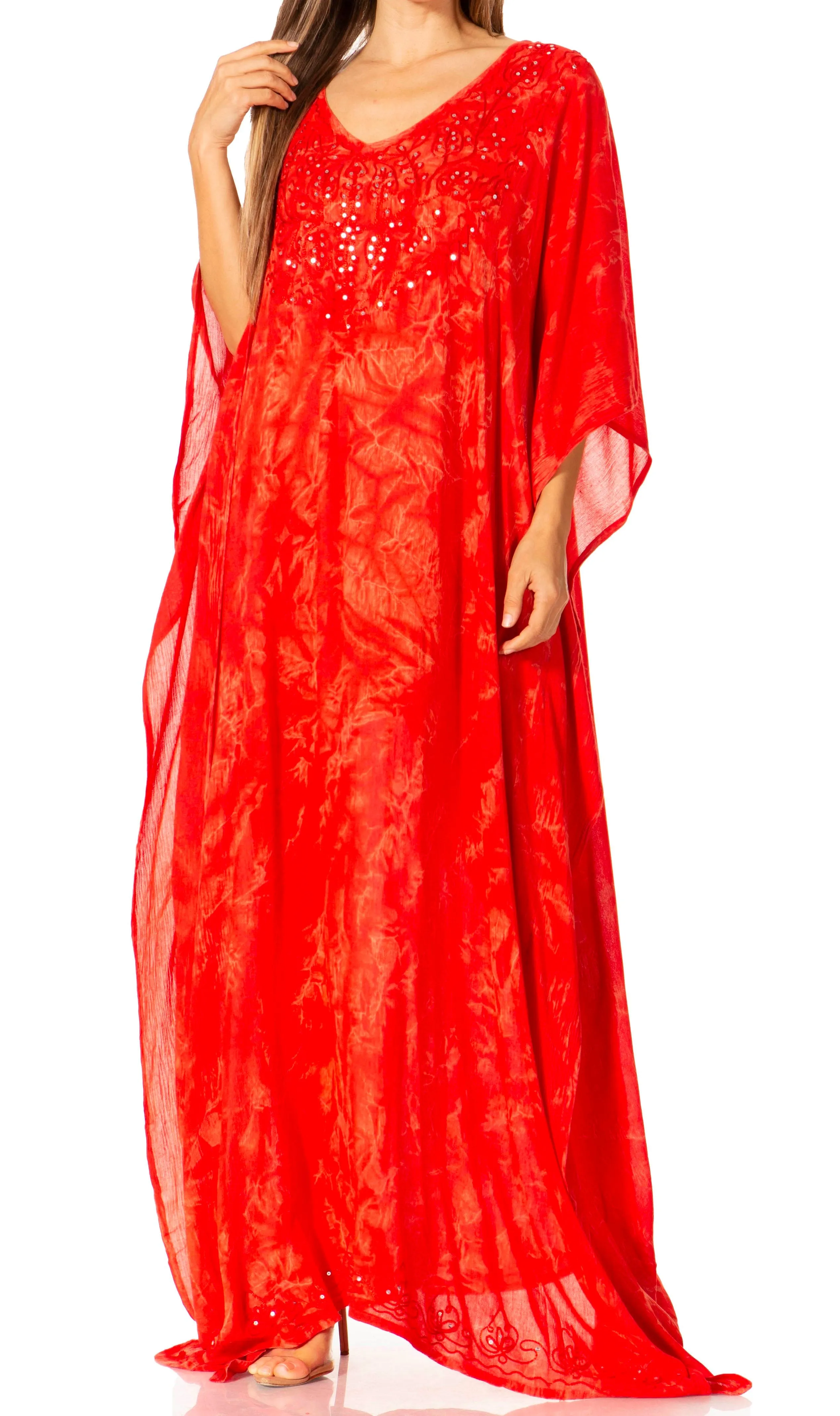 Sakkas Catia Women's Boho-Style Long Maxi Caftan for Lounging and Casual Wear