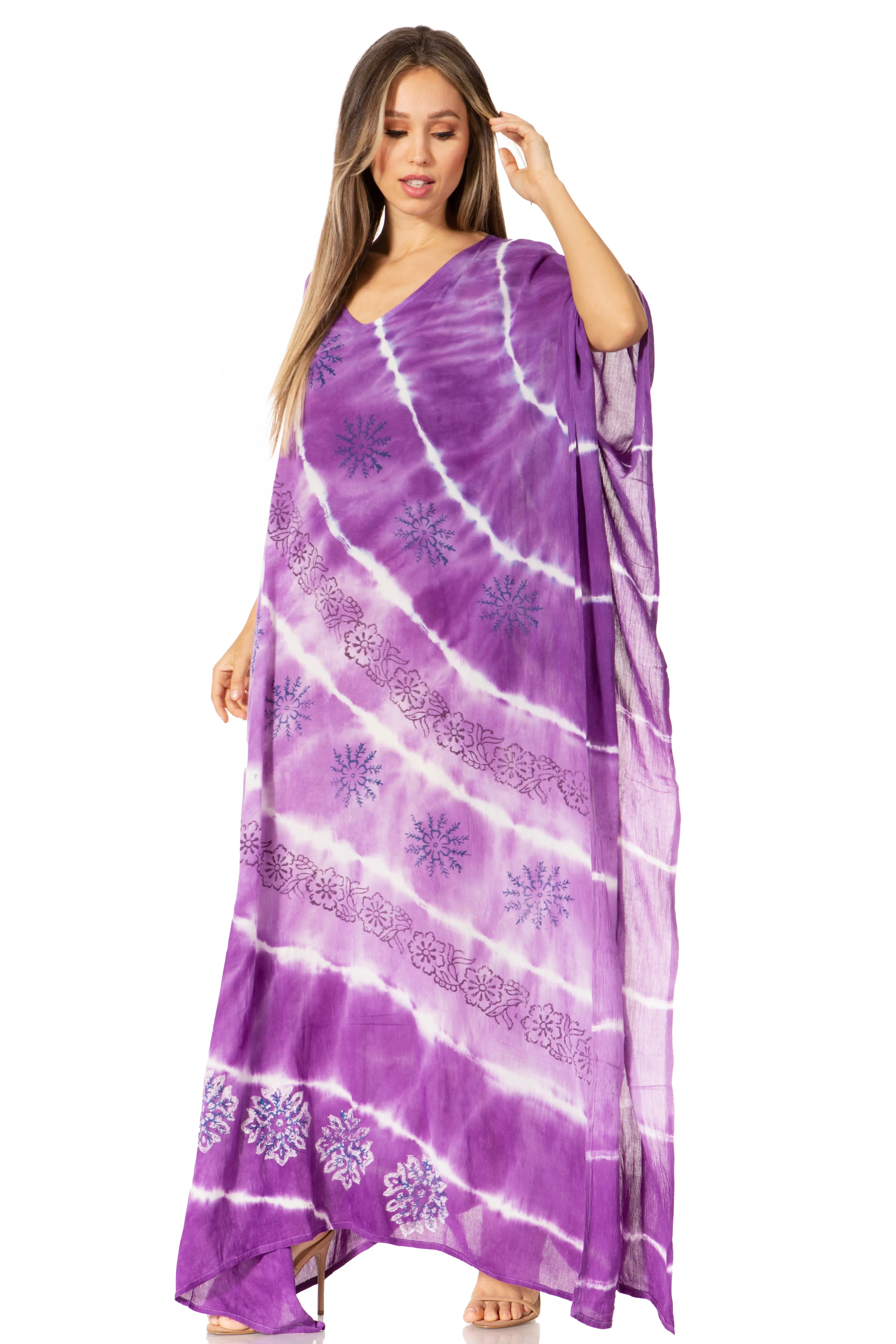 Sakkas Catia Women's Boho-Style Long Maxi Caftan for Lounging and Casual Wear