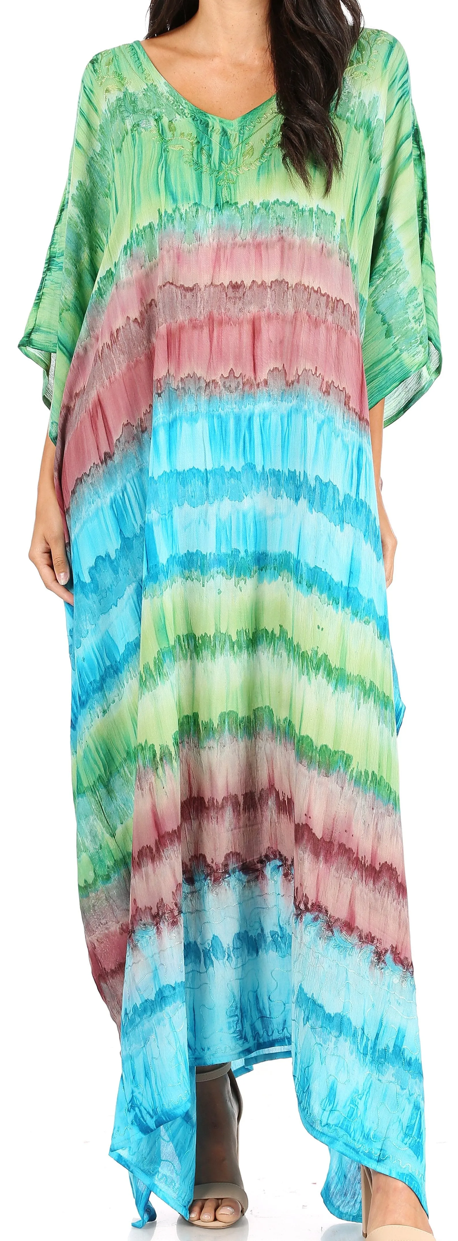 Sakkas Catia Women's Boho-Style Long Maxi Caftan for Lounging and Casual Wear