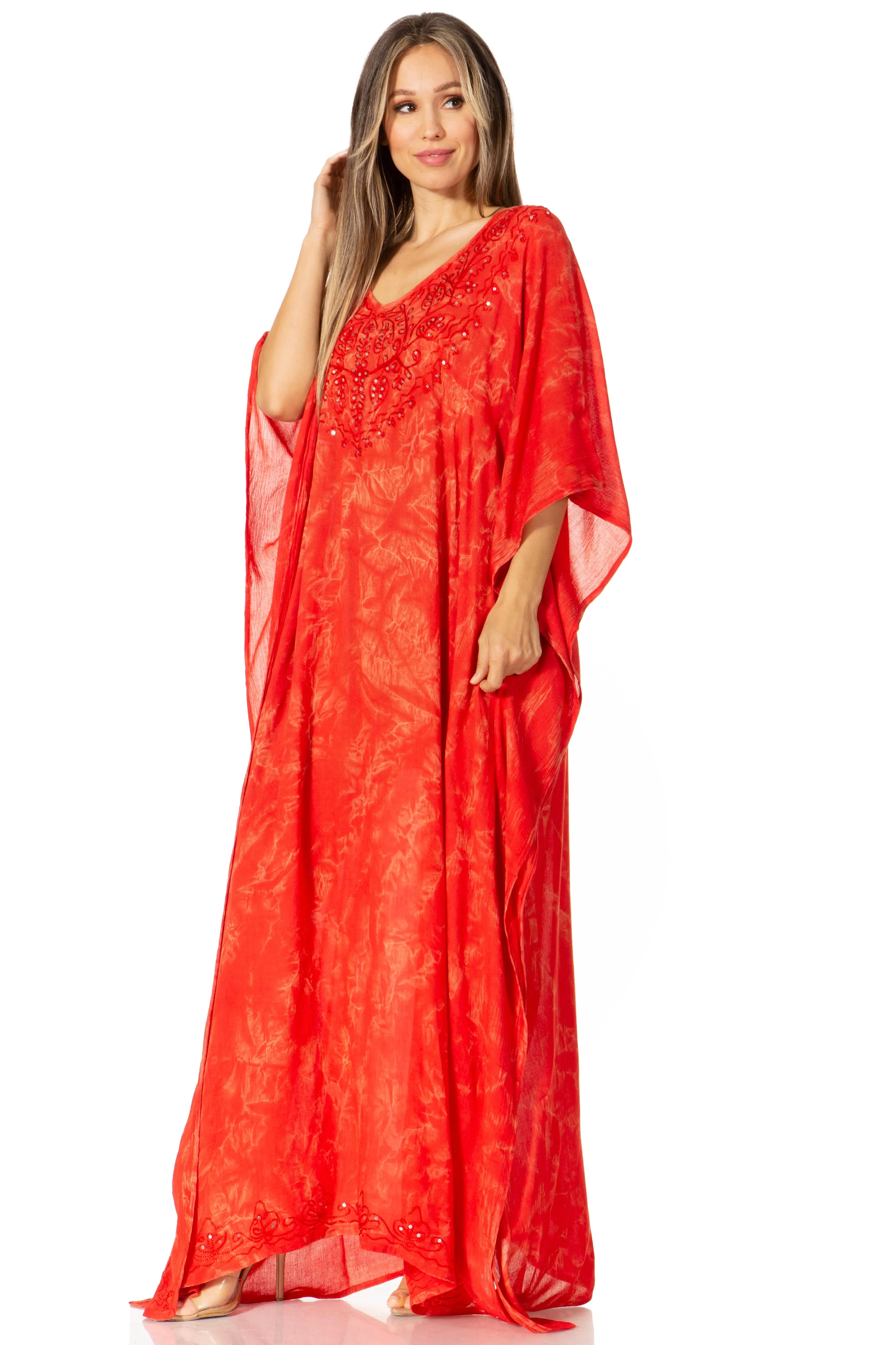 Sakkas Catia Women's Boho-Style Long Maxi Caftan for Lounging and Casual Wear