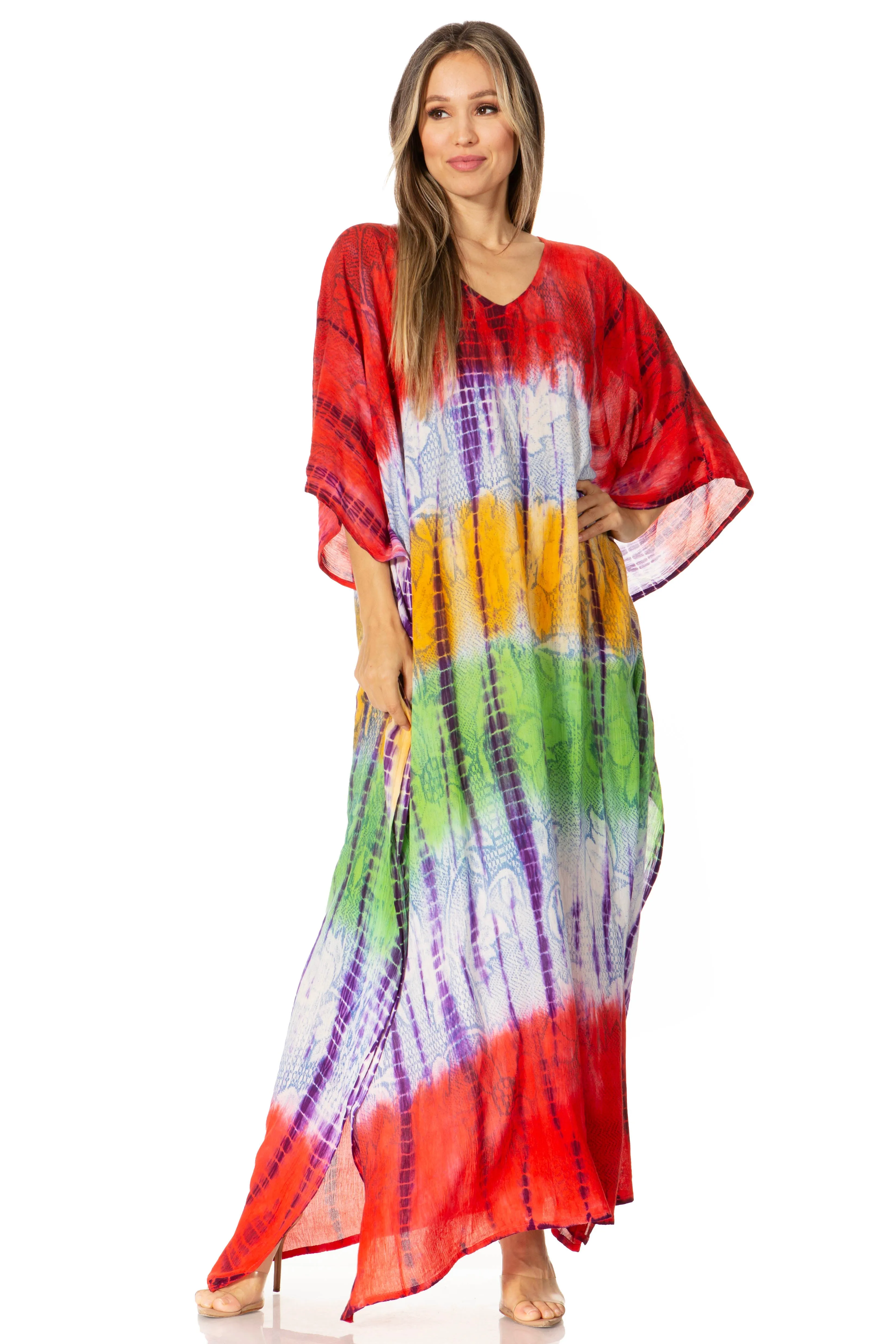 Sakkas Catia Women's Boho-Style Long Maxi Caftan for Lounging and Casual Wear