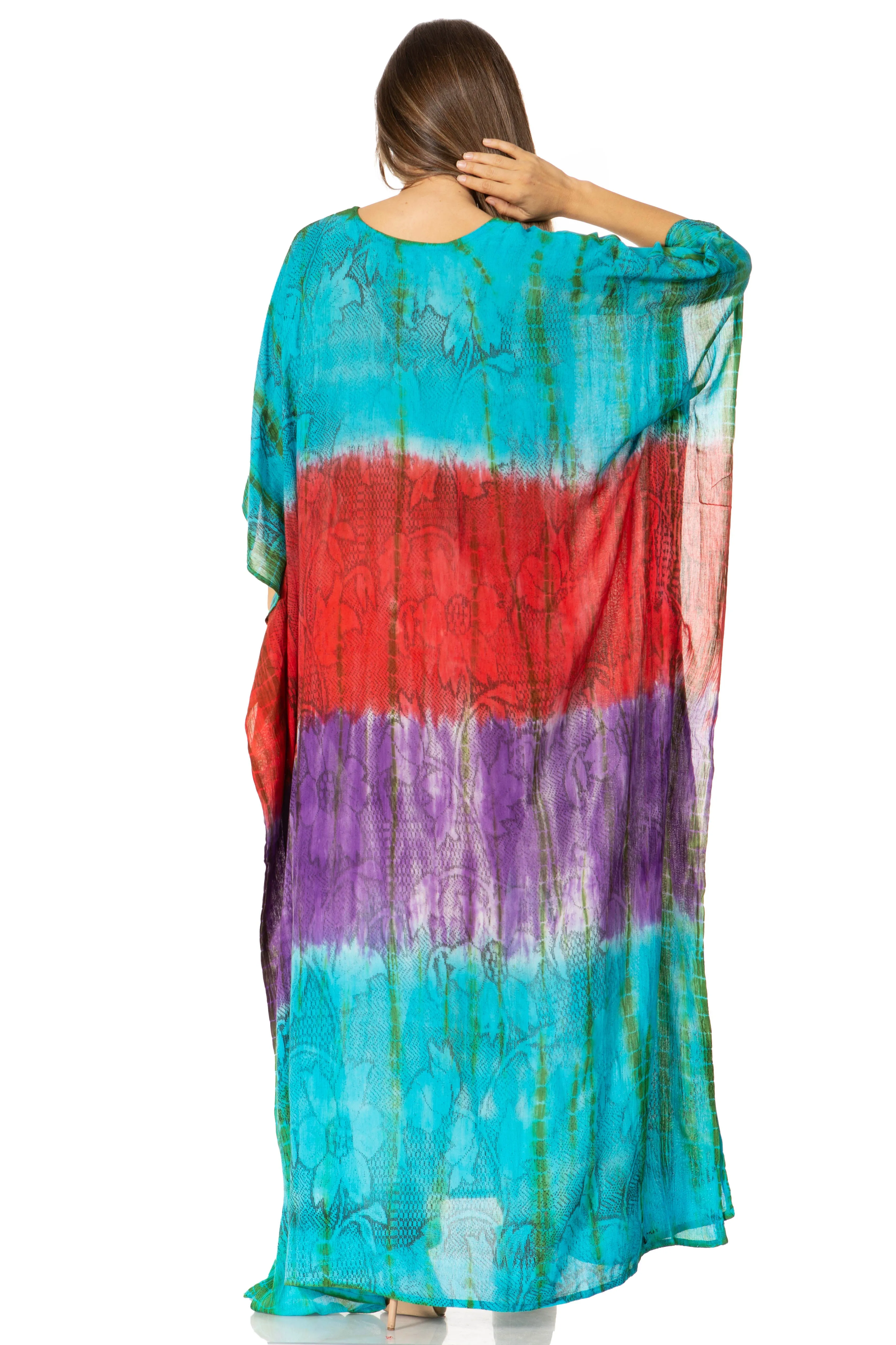 Sakkas Catia Women's Boho-Style Long Maxi Caftan for Lounging and Casual Wear