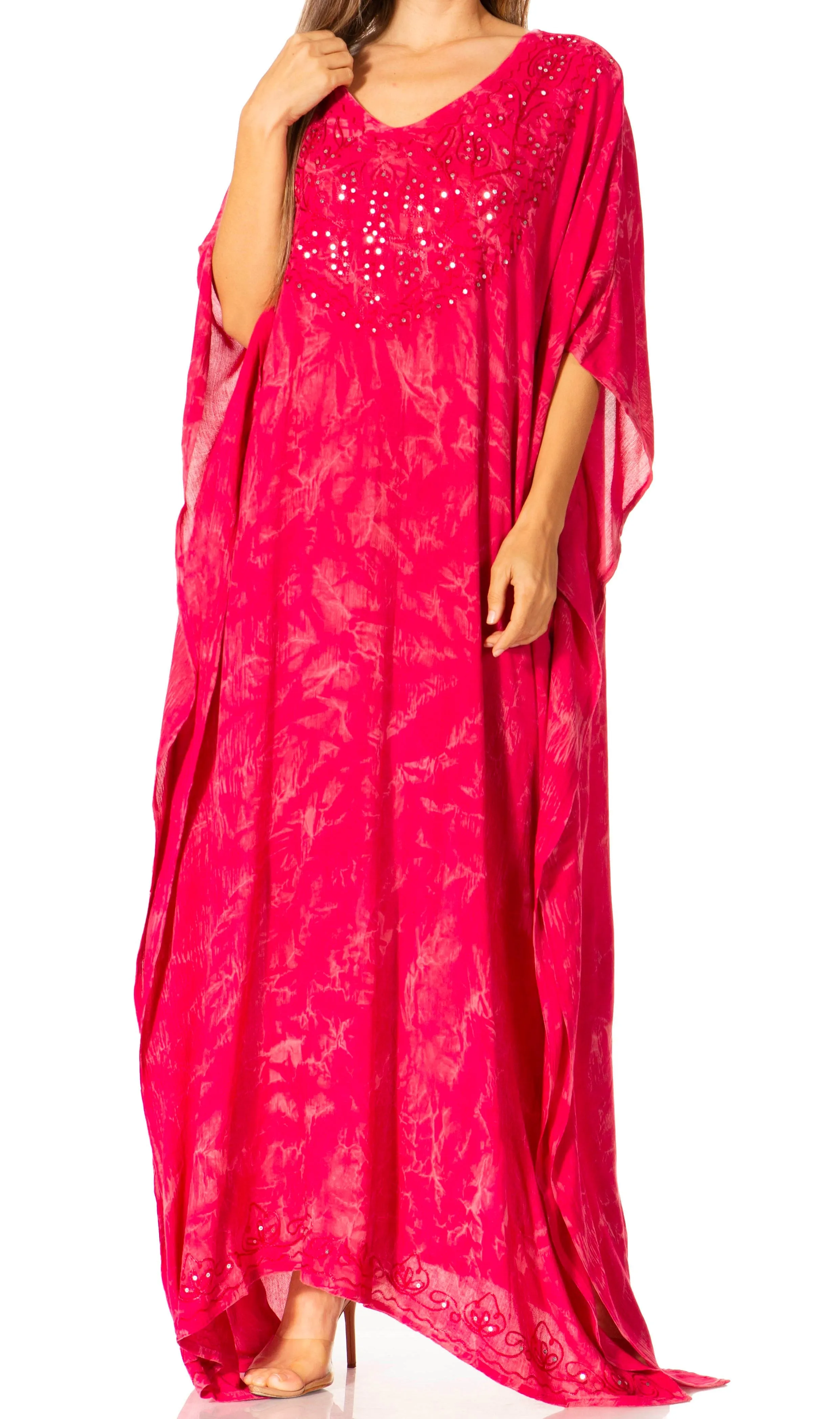 Sakkas Catia Women's Boho-Style Long Maxi Caftan for Lounging and Casual Wear