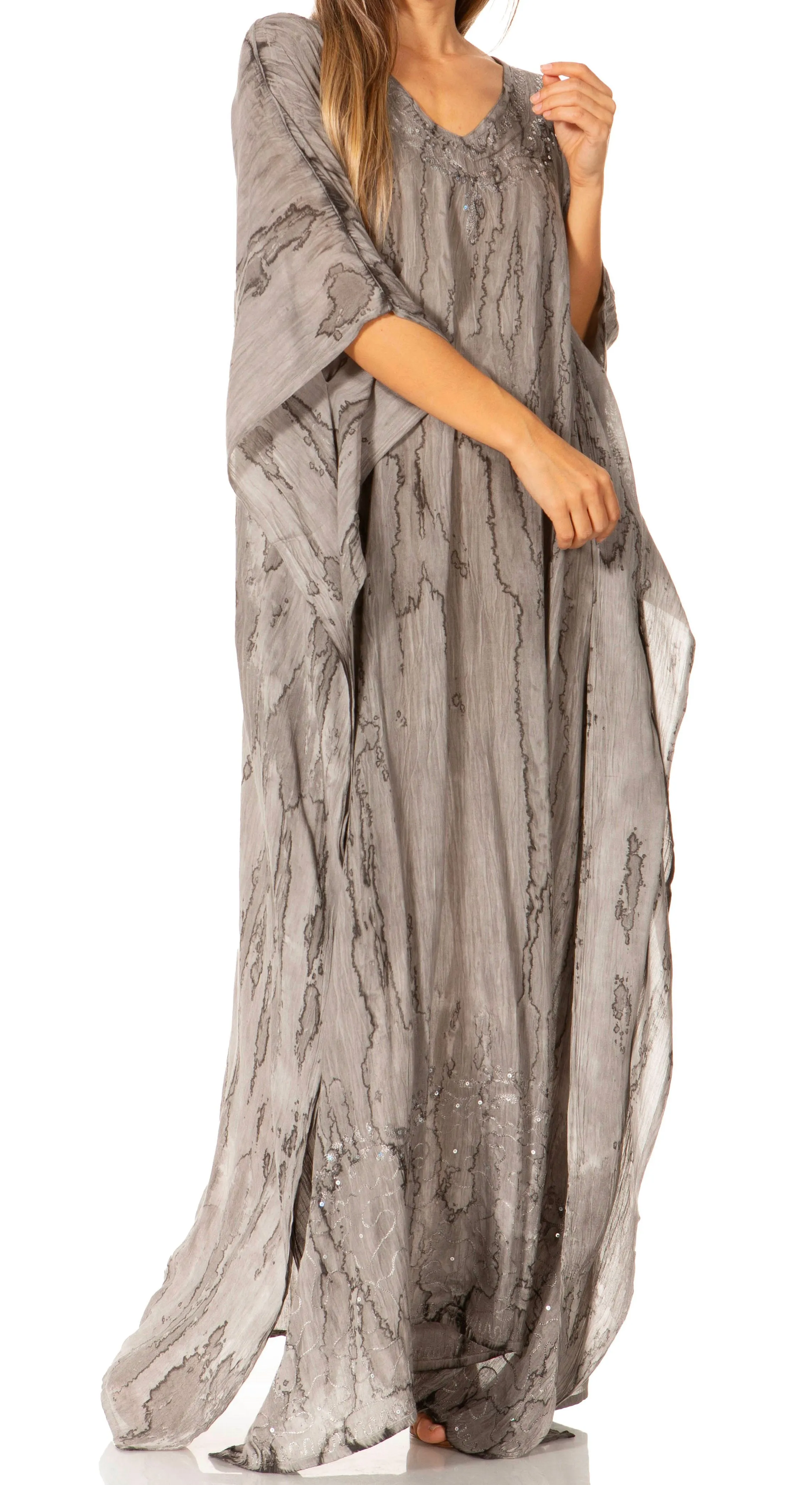 Sakkas Catia Women's Boho-Style Long Maxi Caftan for Lounging and Casual Wear