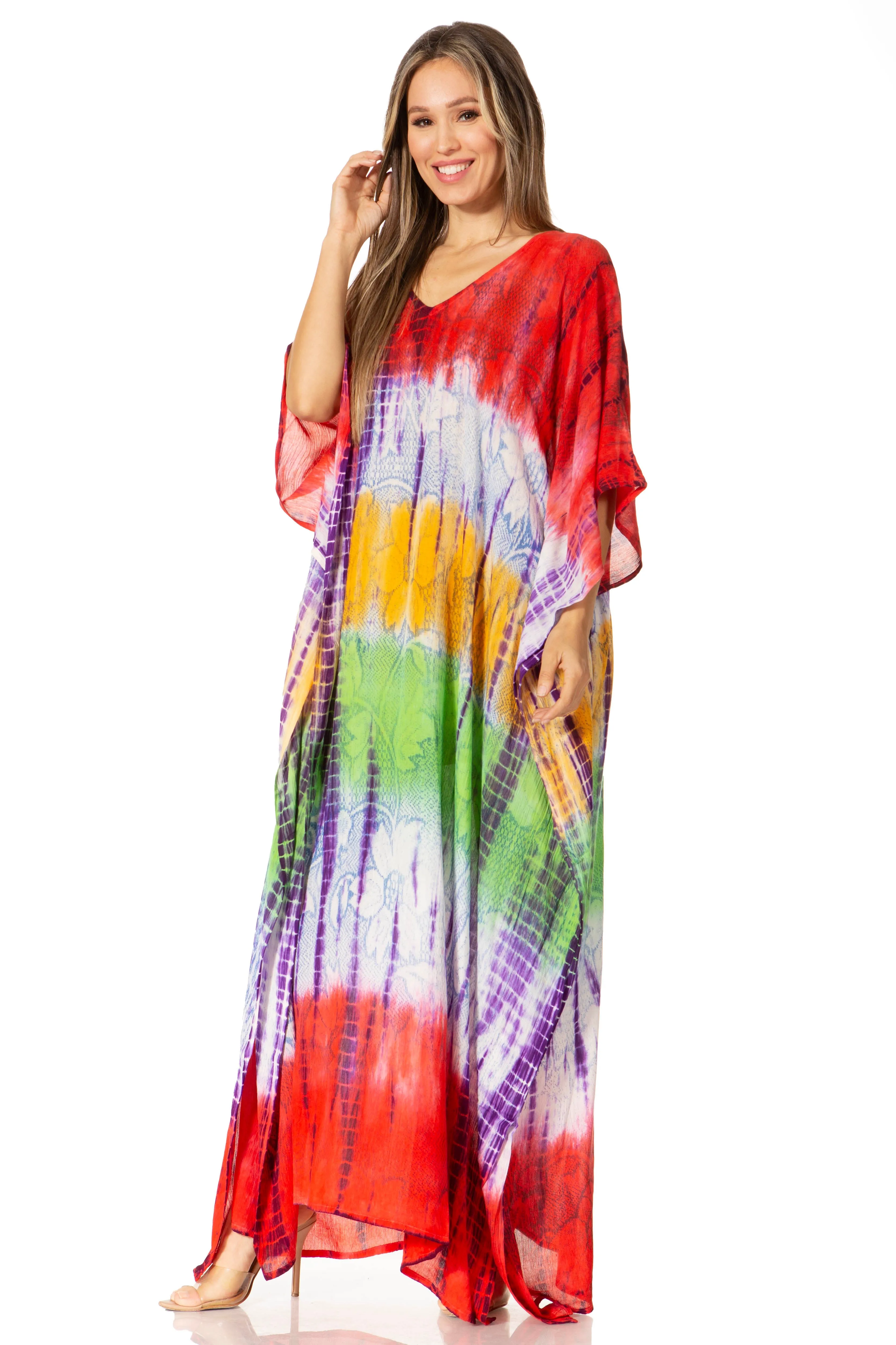 Sakkas Catia Women's Boho-Style Long Maxi Caftan for Lounging and Casual Wear