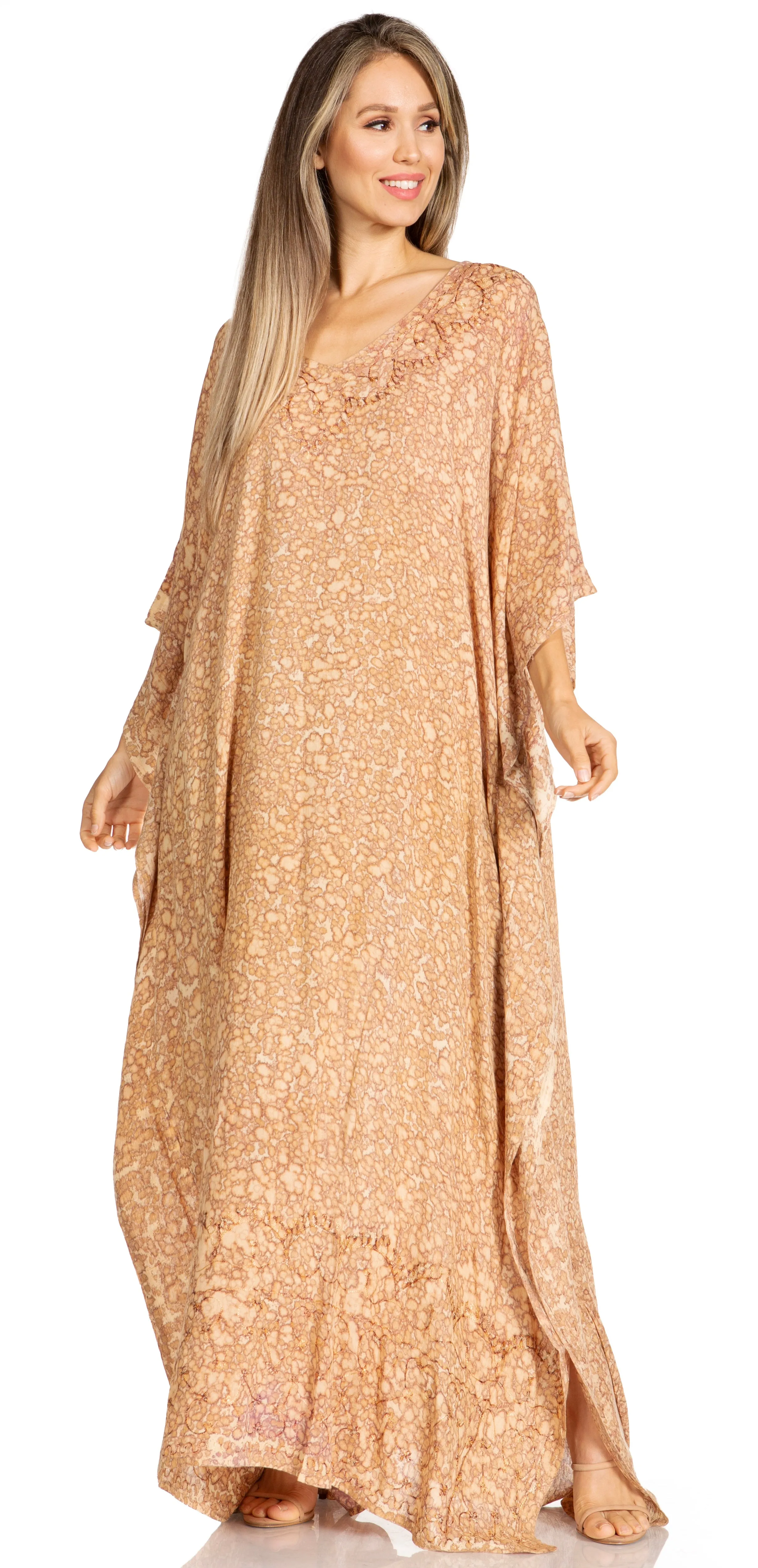 Sakkas Catia Women's Boho-Style Long Maxi Caftan for Lounging and Casual Wear