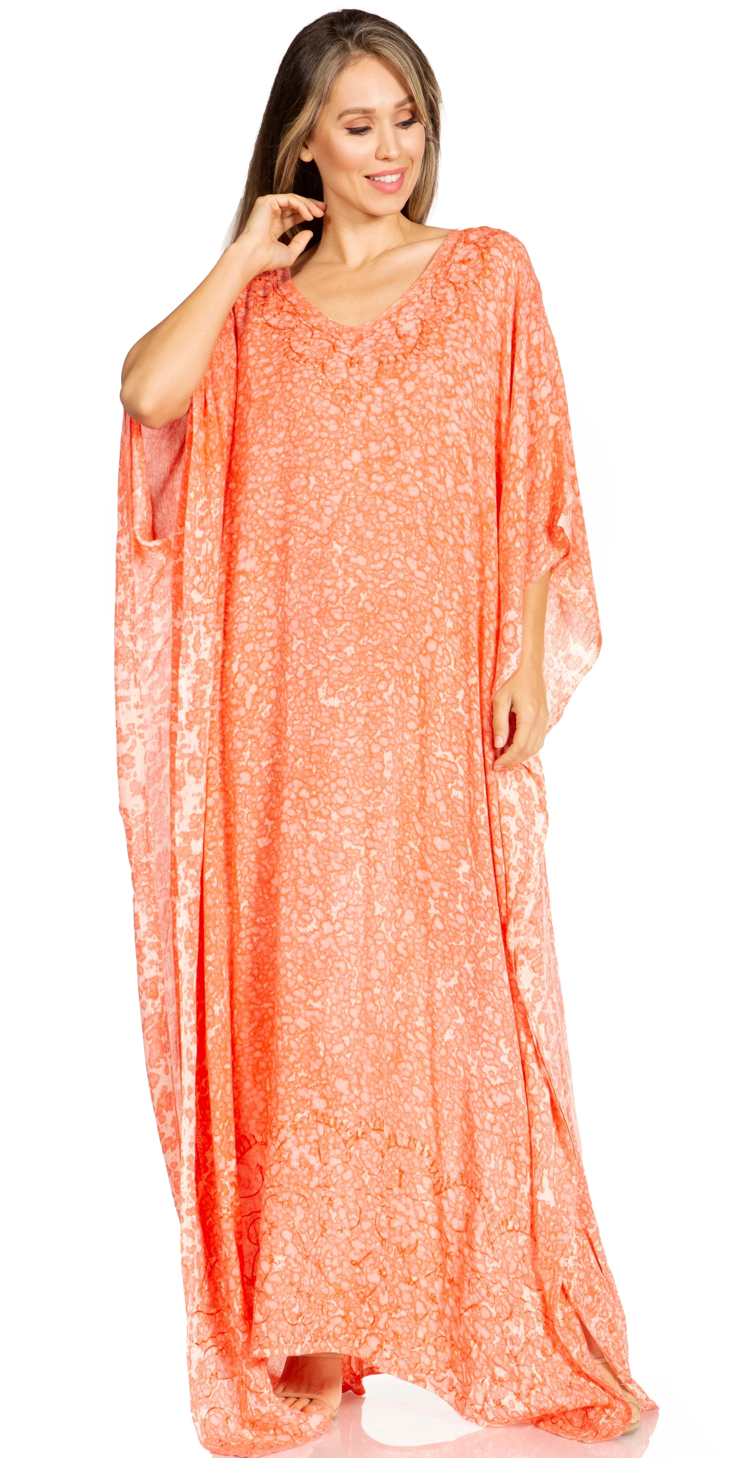 Sakkas Catia Women's Boho-Style Long Maxi Caftan for Lounging and Casual Wear