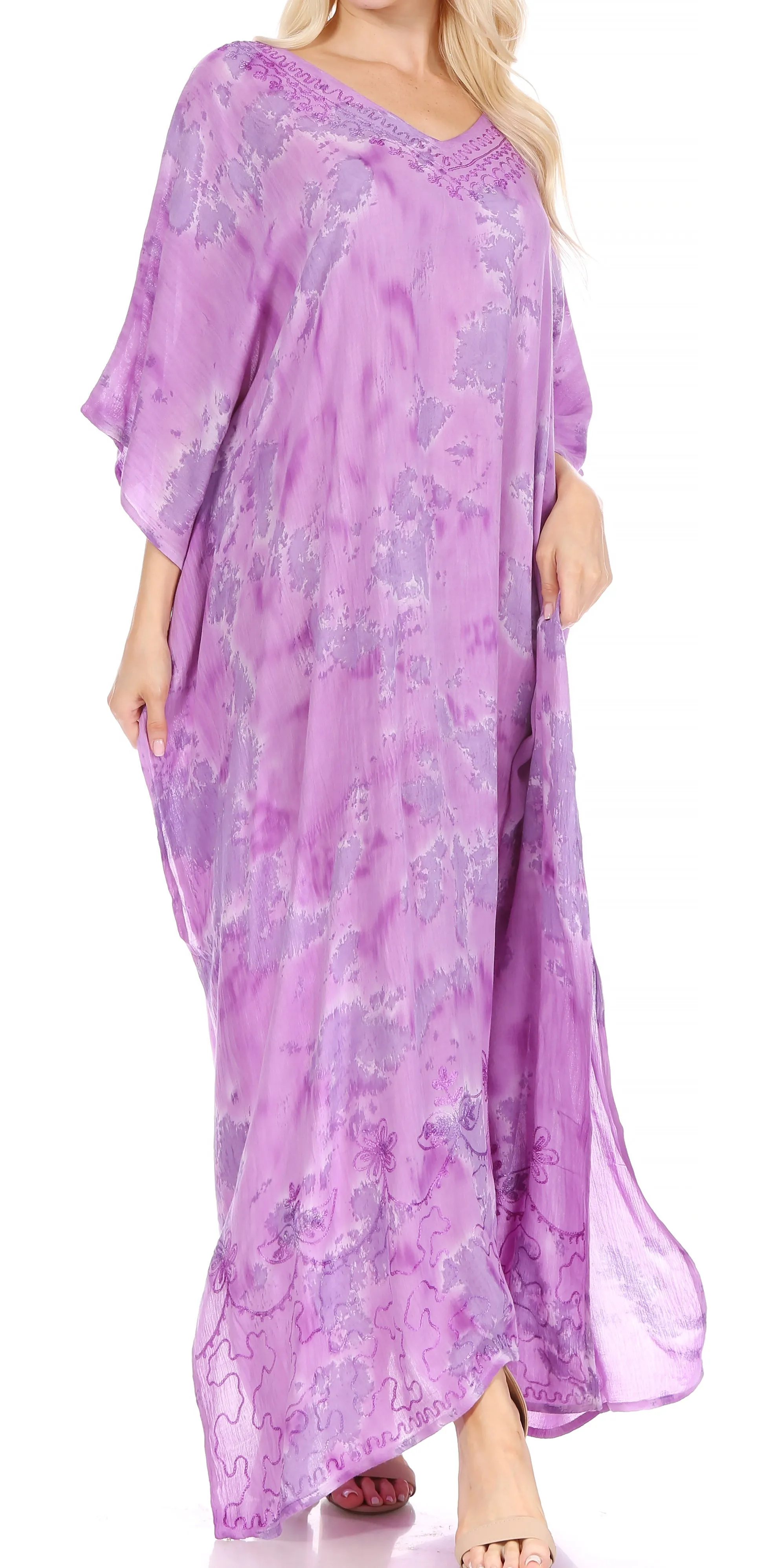 Sakkas Catia Women's Boho-Style Long Maxi Caftan for Lounging and Casual Wear