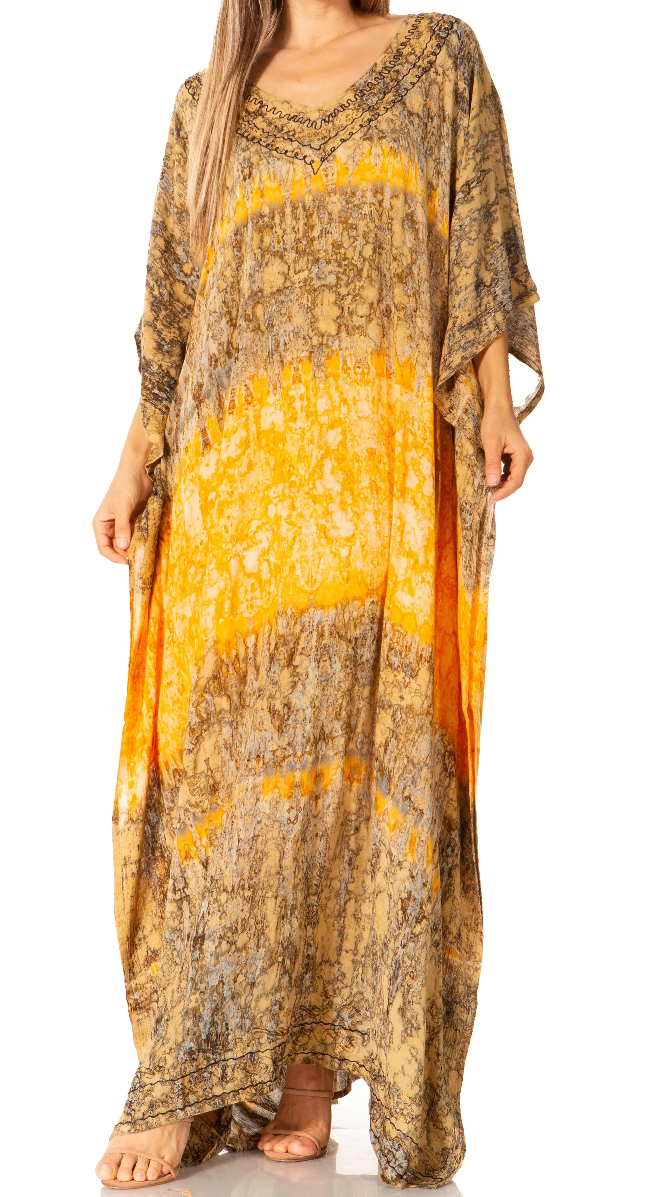 Sakkas Catia Women's Boho-Style Long Maxi Caftan for Lounging and Casual Wear