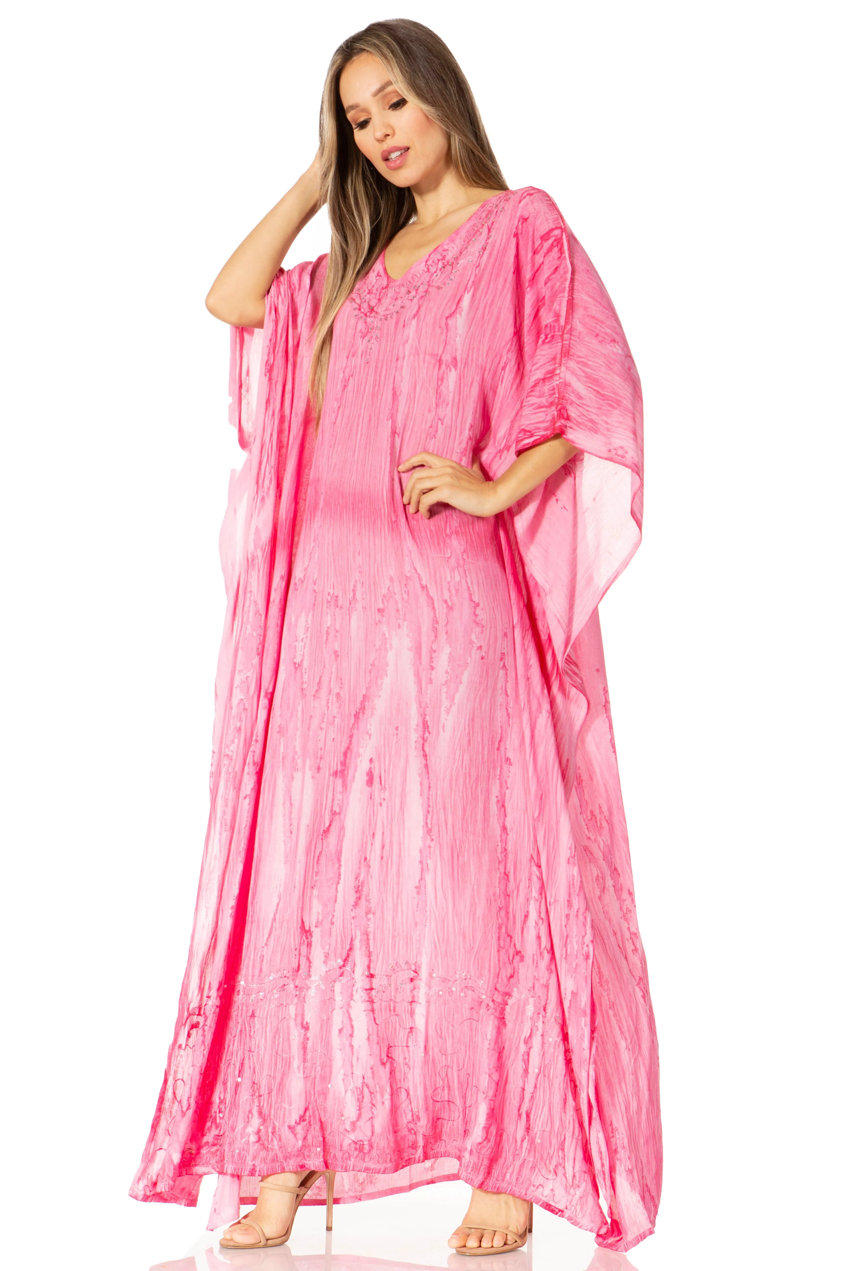 Sakkas Catia Women's Boho-Style Long Maxi Caftan for Lounging and Casual Wear