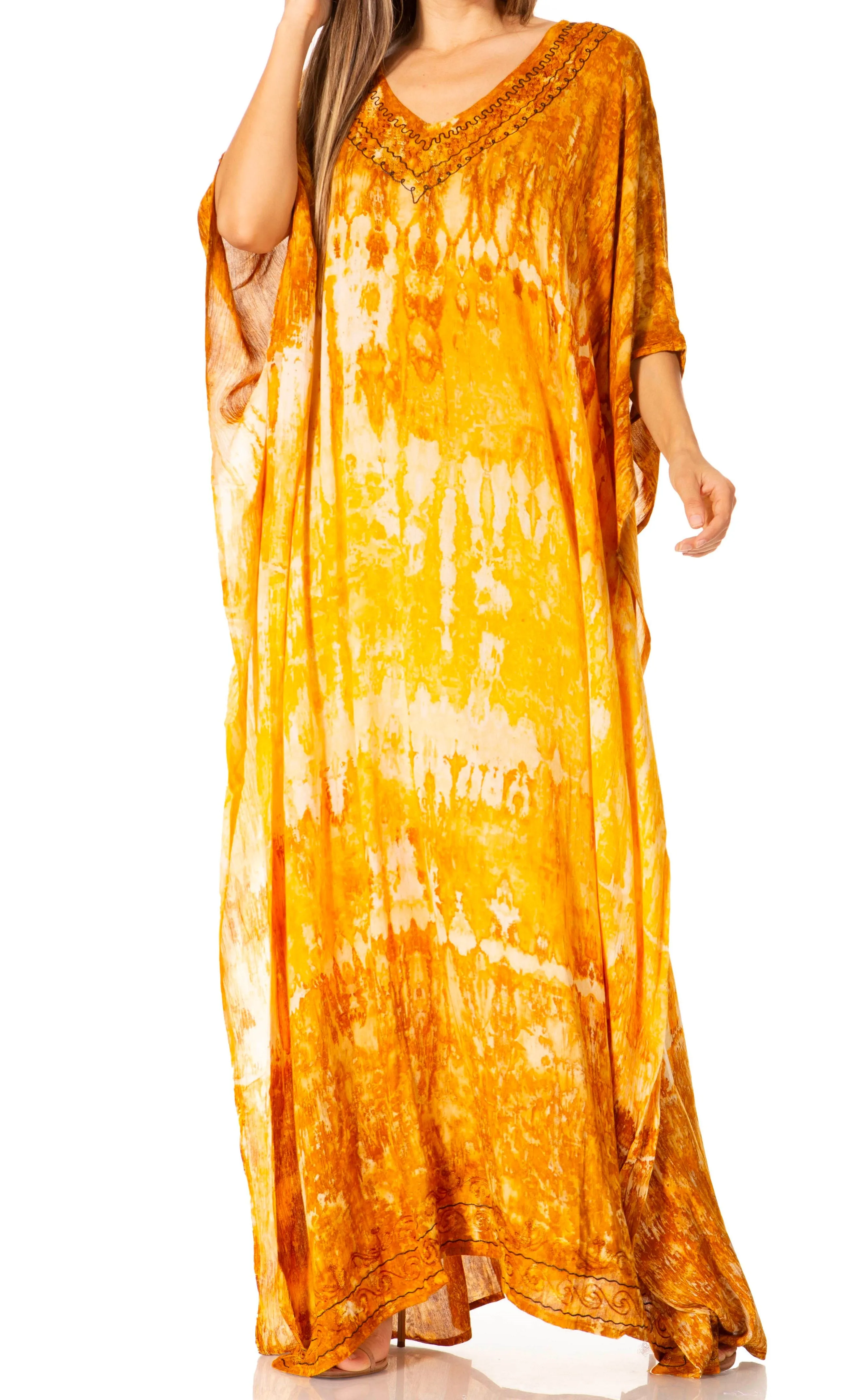 Sakkas Catia Women's Boho-Style Long Maxi Caftan for Lounging and Casual Wear