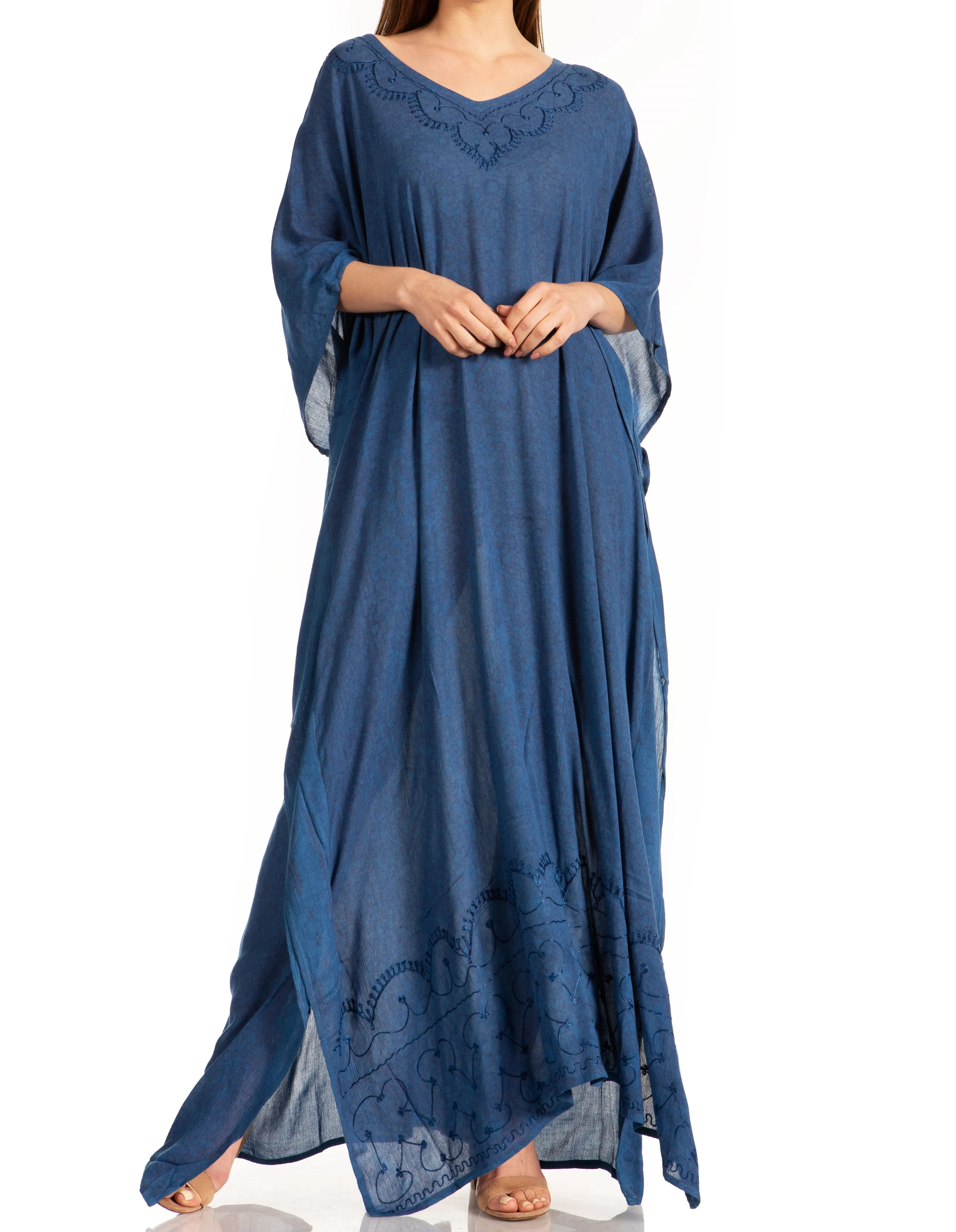 Sakkas Catia Women's Boho-Style Long Maxi Caftan for Lounging and Casual Wear