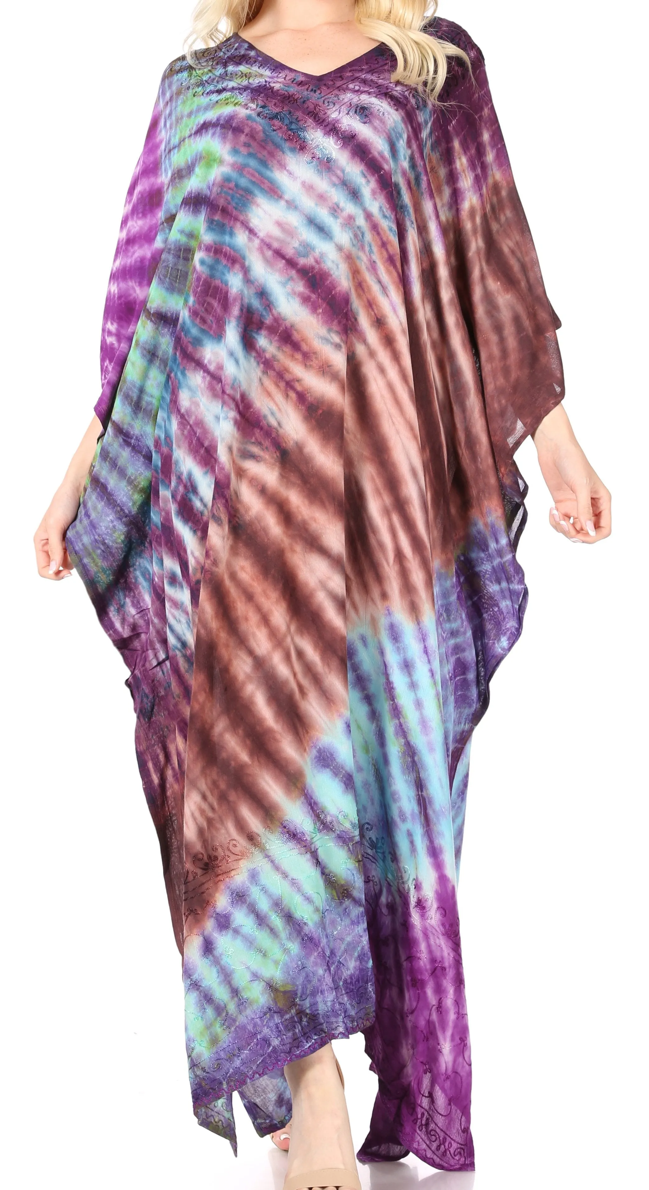 Sakkas Catia Women's Boho-Style Long Maxi Caftan for Lounging and Casual Wear