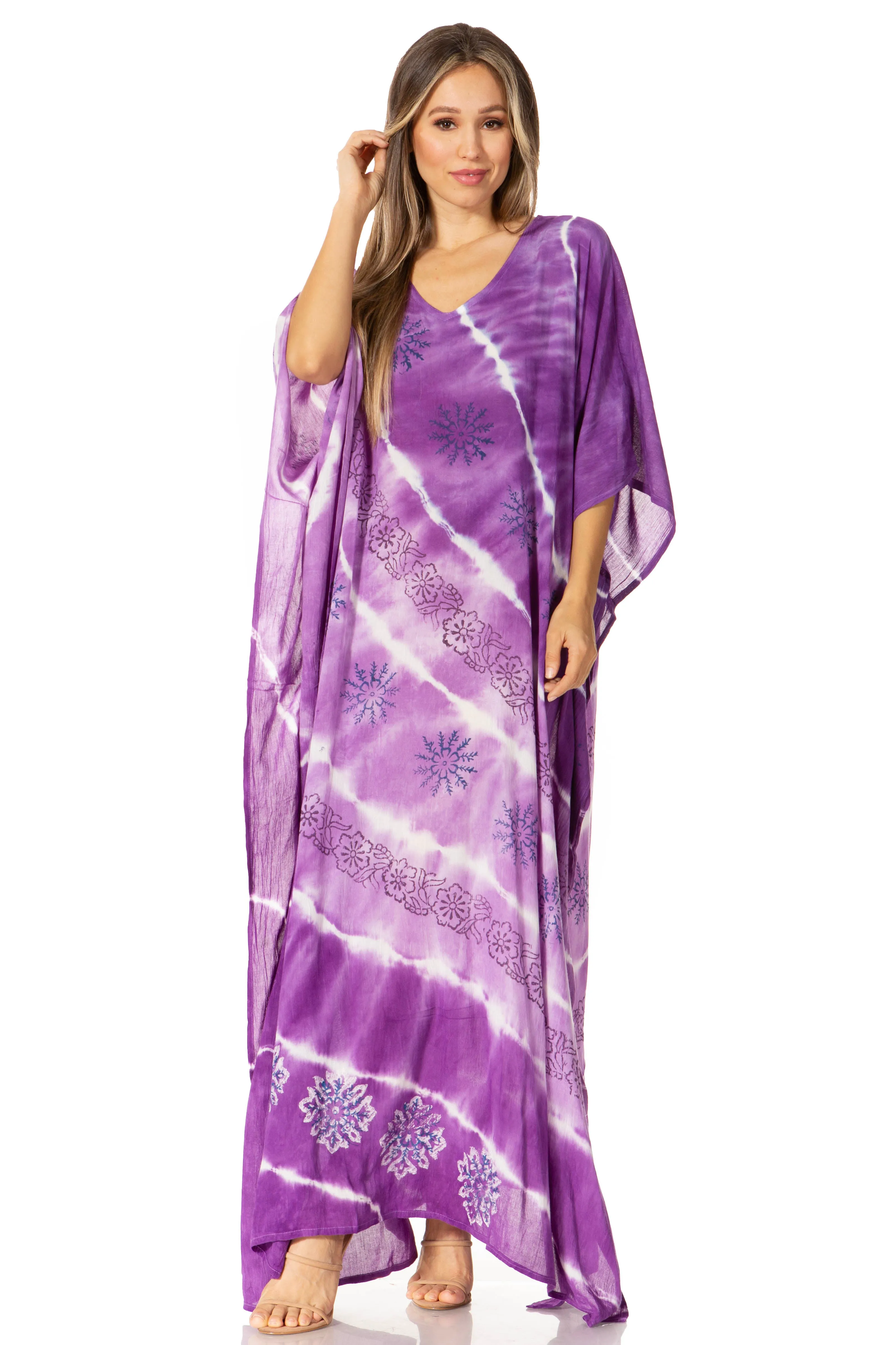 Sakkas Catia Women's Boho-Style Long Maxi Caftan for Lounging and Casual Wear