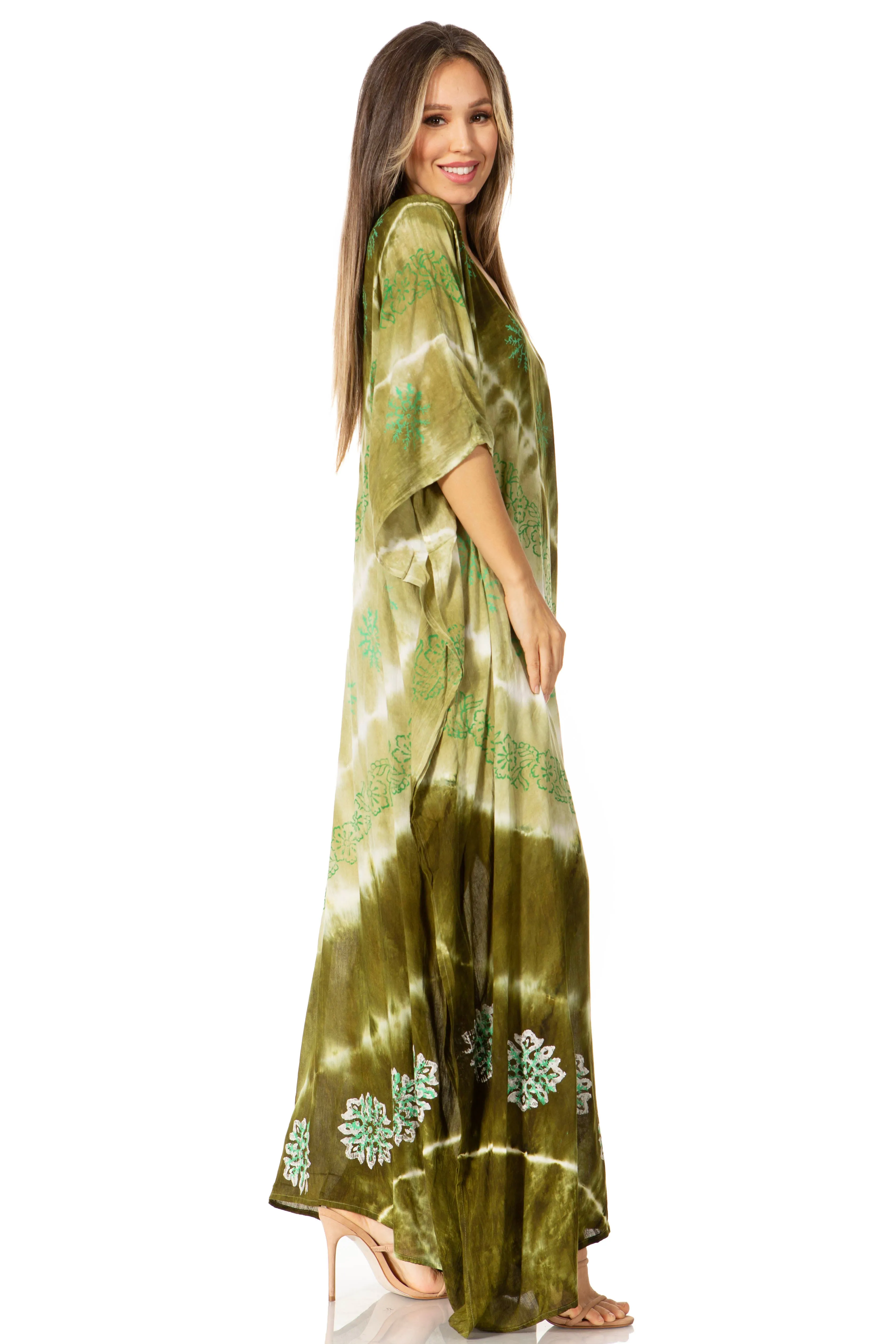 Sakkas Catia Women's Boho-Style Long Maxi Caftan for Lounging and Casual Wear