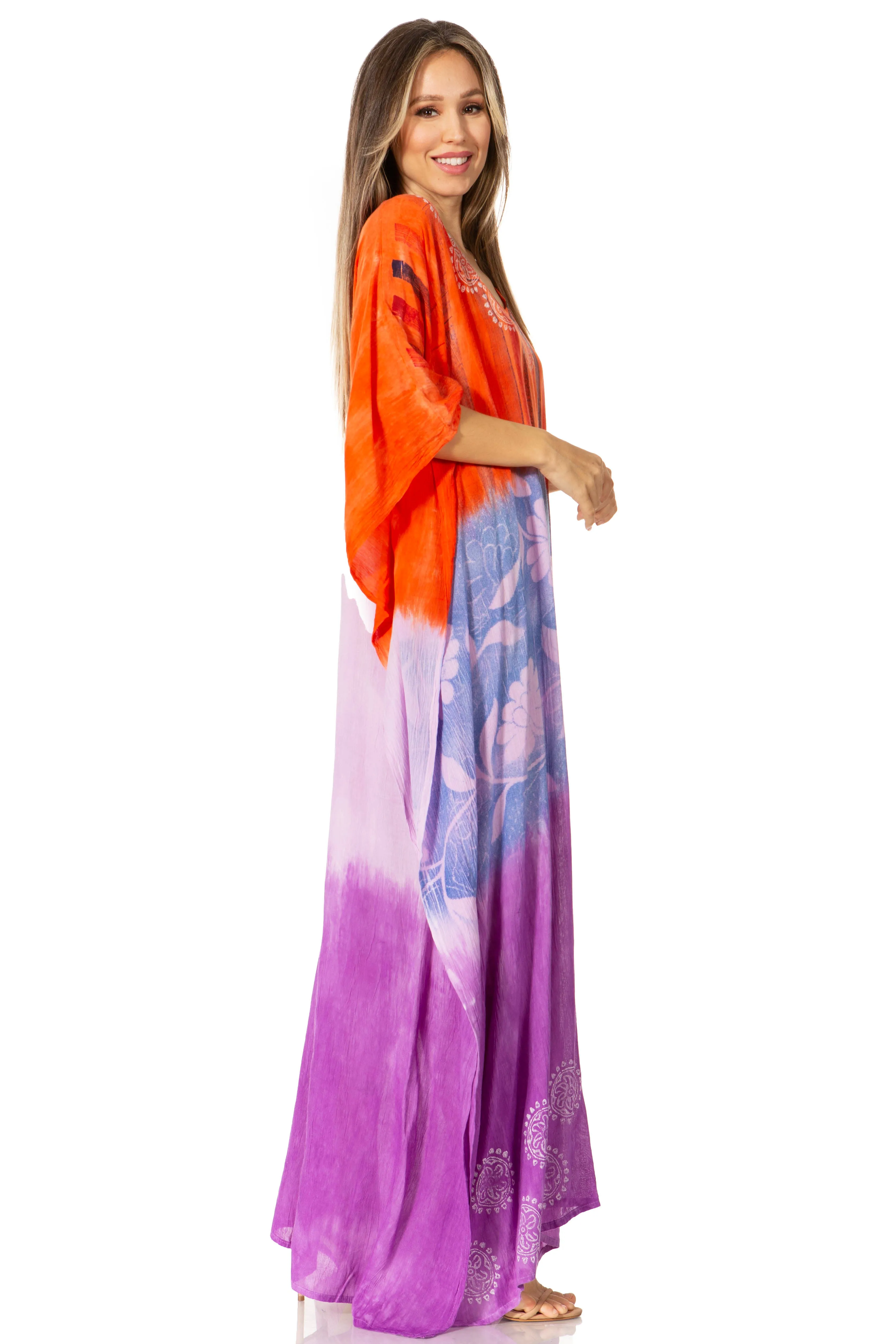 Sakkas Catia Women's Boho-Style Long Maxi Caftan for Lounging and Casual Wear