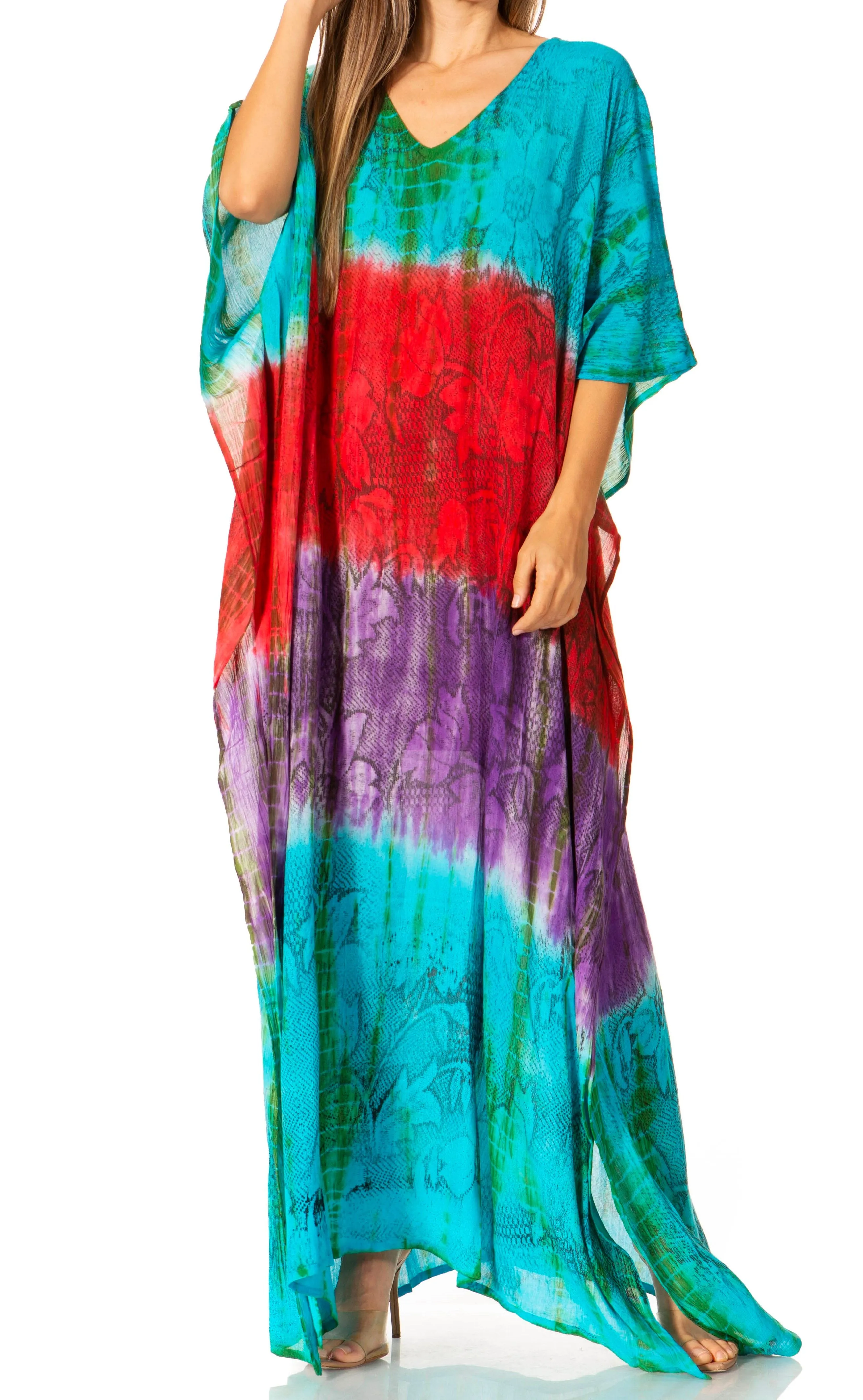 Sakkas Catia Women's Boho-Style Long Maxi Caftan for Lounging and Casual Wear