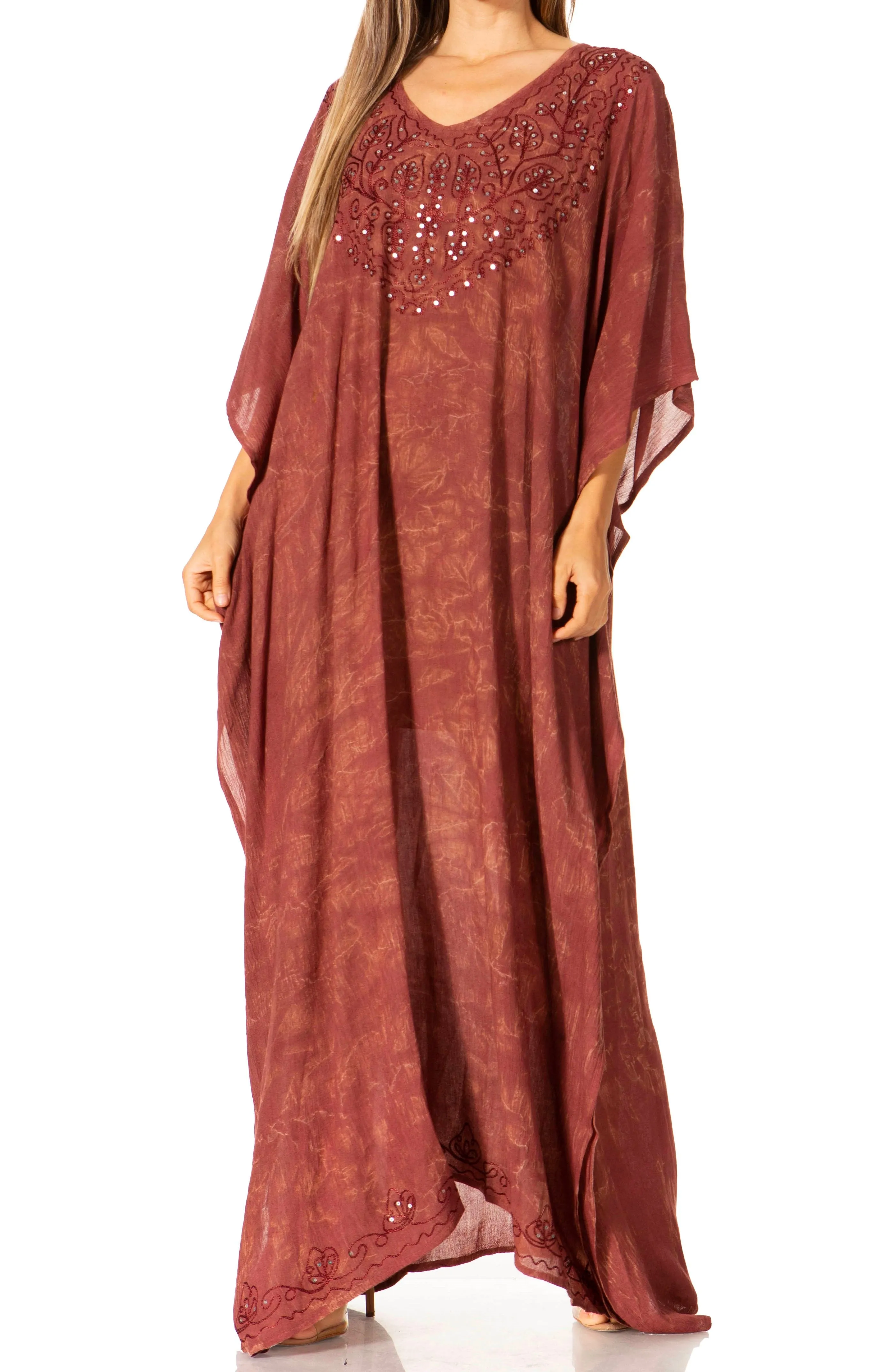 Sakkas Catia Women's Boho-Style Long Maxi Caftan for Lounging and Casual Wear