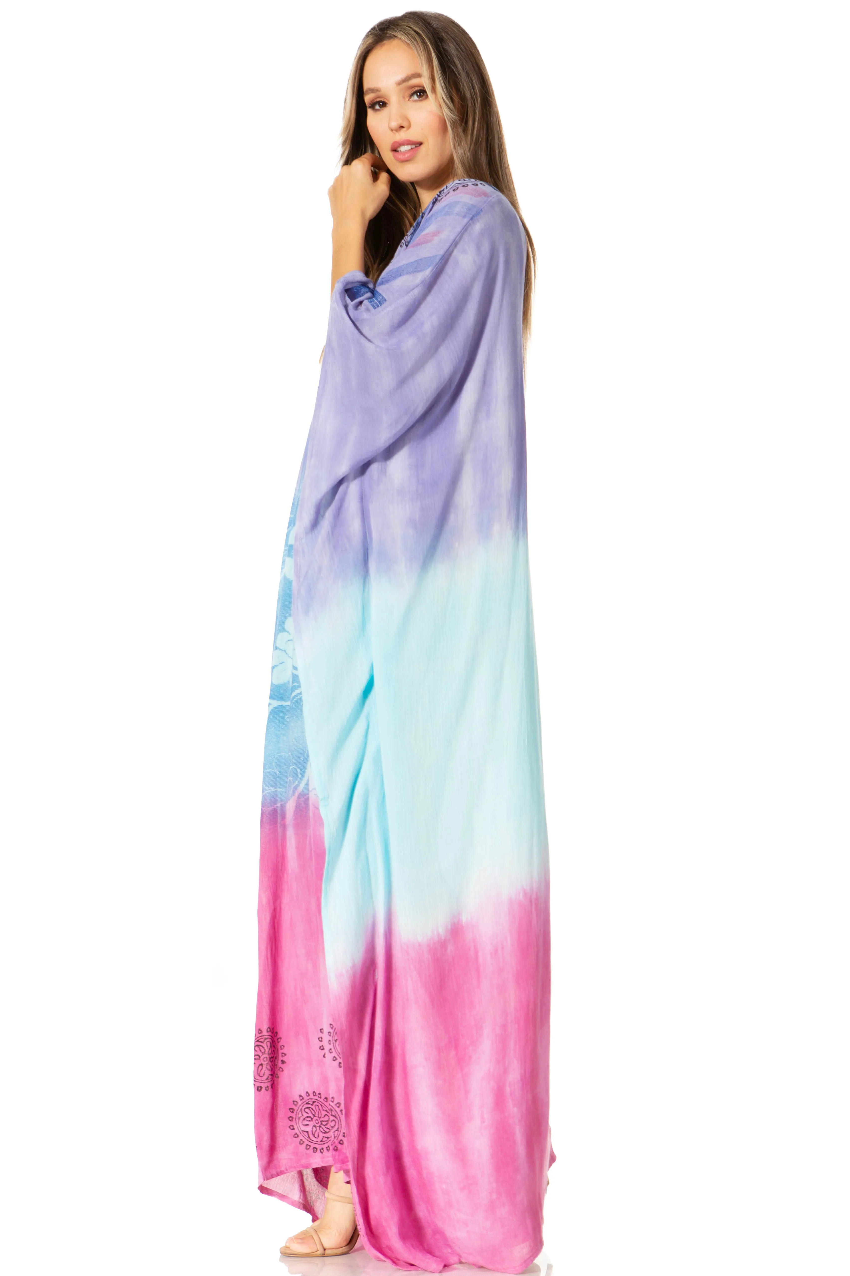 Sakkas Catia Women's Boho-Style Long Maxi Caftan for Lounging and Casual Wear