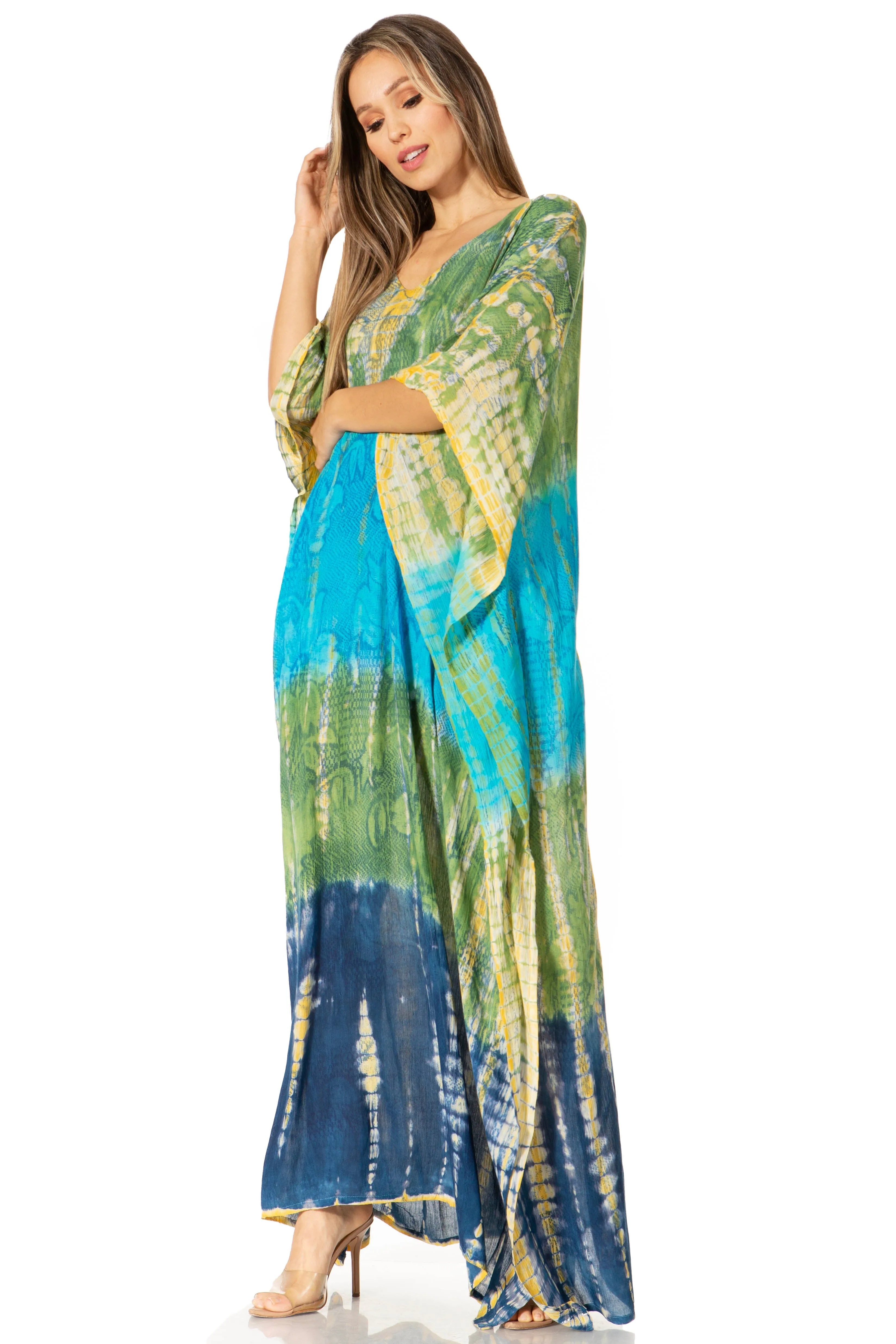 Sakkas Catia Women's Boho-Style Long Maxi Caftan for Lounging and Casual Wear