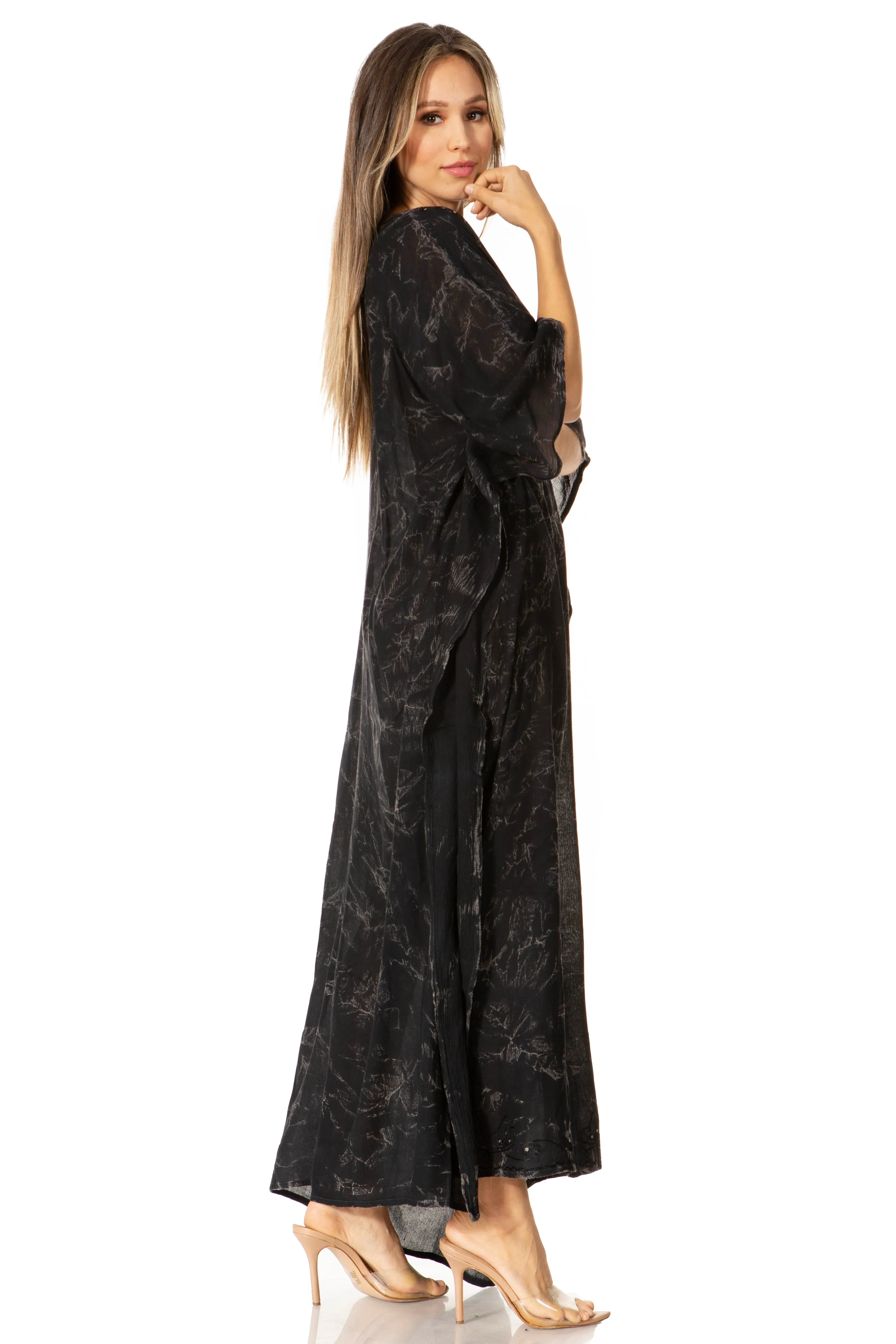 Sakkas Catia Women's Boho-Style Long Maxi Caftan for Lounging and Casual Wear