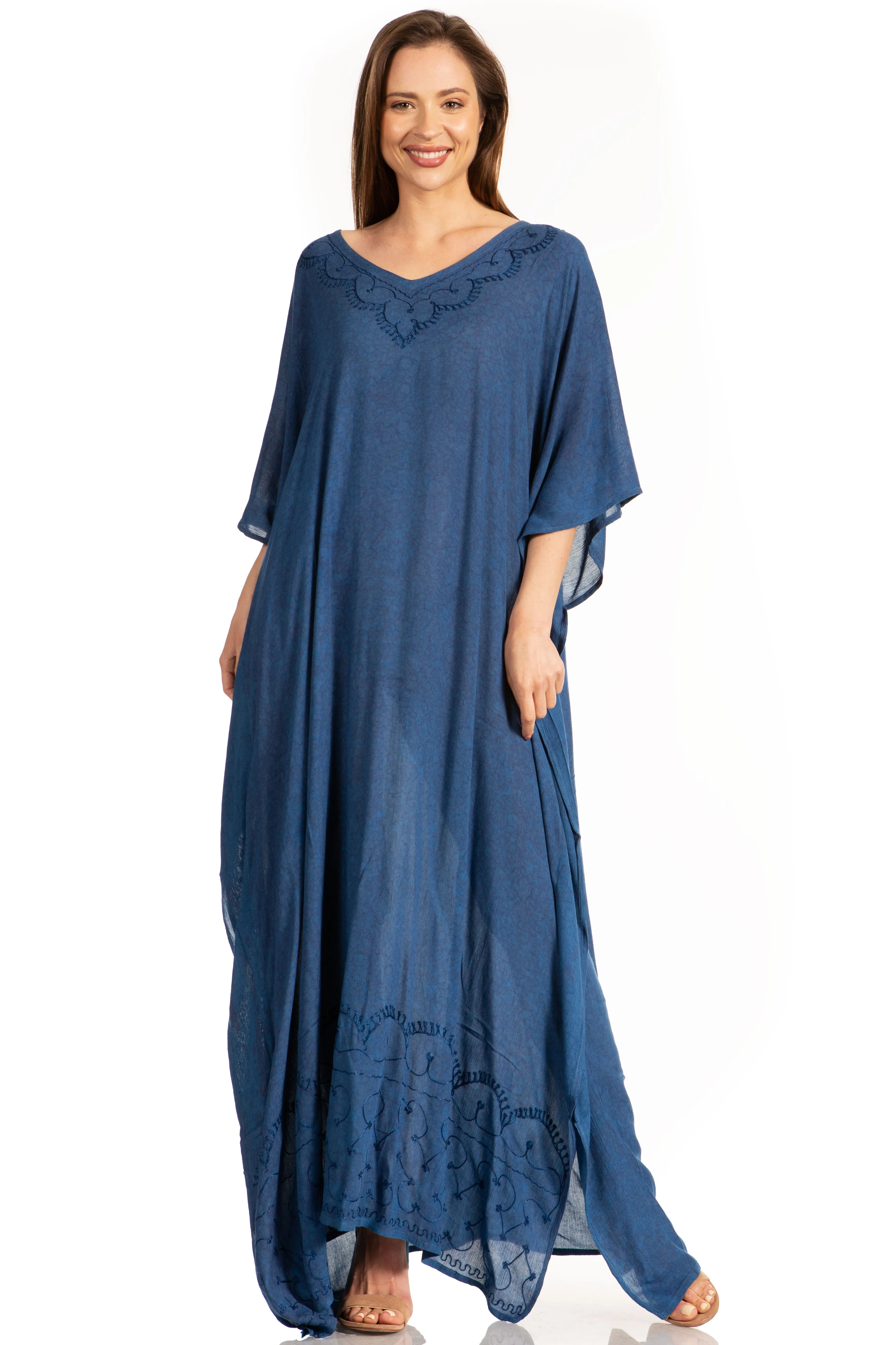 Sakkas Catia Women's Boho-Style Long Maxi Caftan for Lounging and Casual Wear