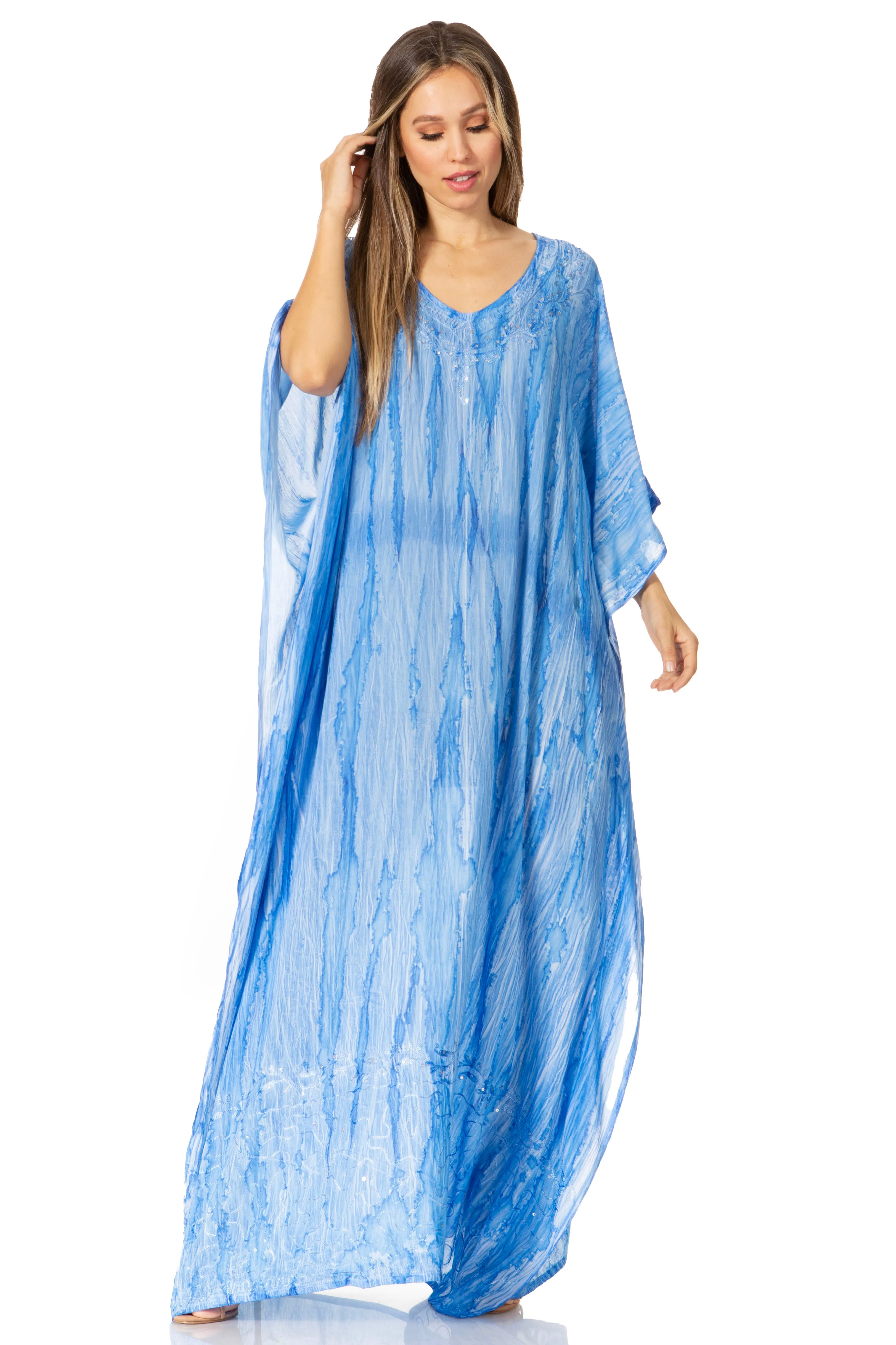 Sakkas Catia Women's Boho-Style Long Maxi Caftan for Lounging and Casual Wear