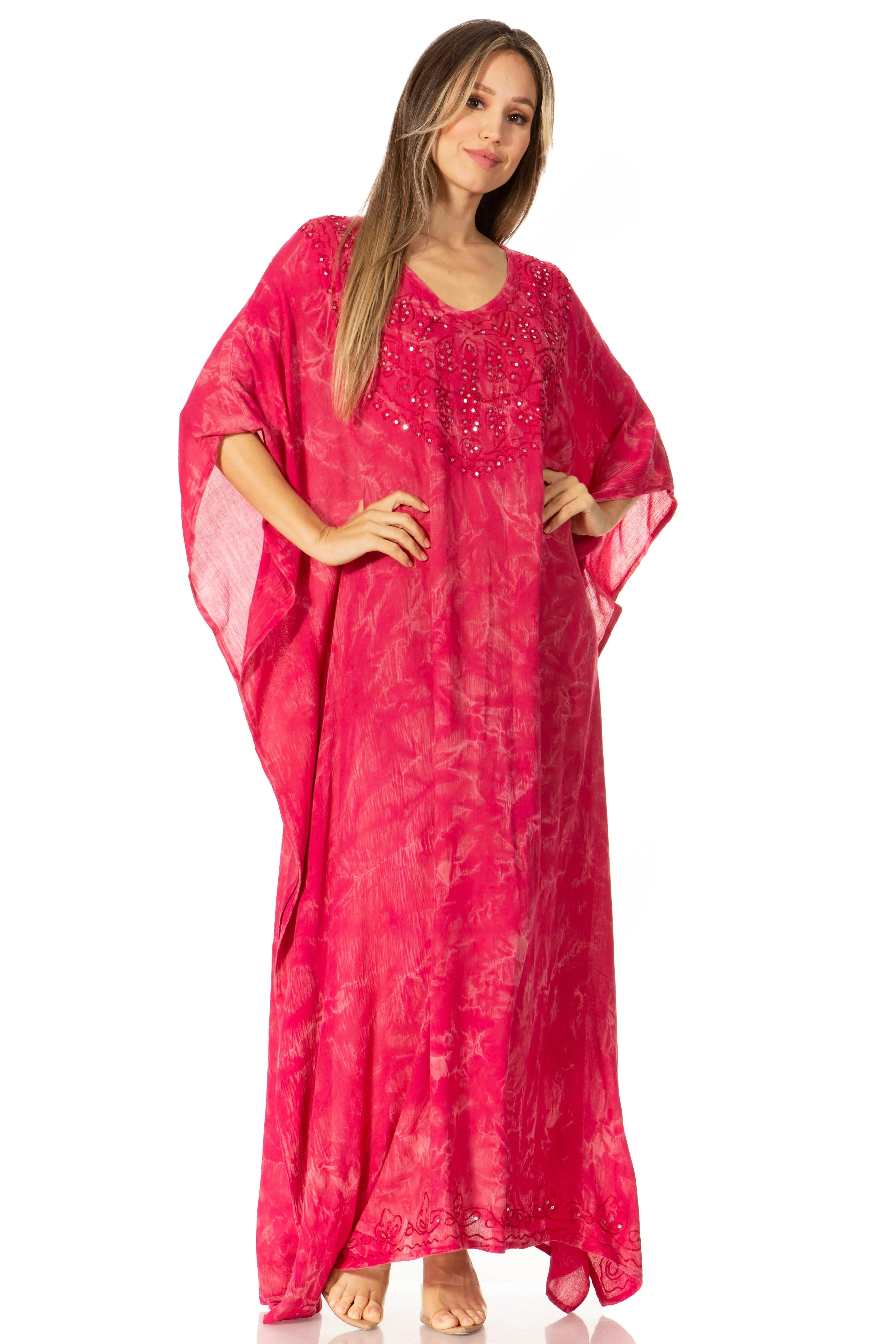 Sakkas Catia Women's Boho-Style Long Maxi Caftan for Lounging and Casual Wear