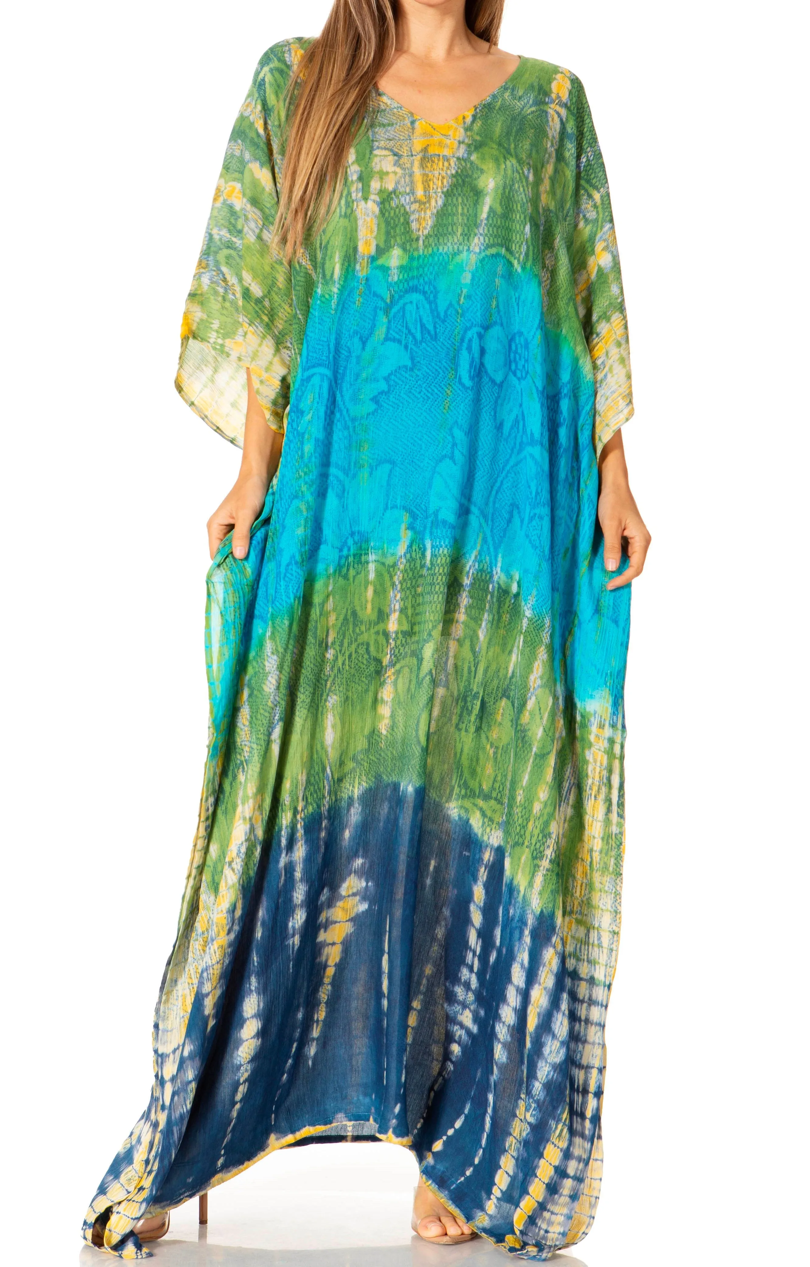 Sakkas Catia Women's Boho-Style Long Maxi Caftan for Lounging and Casual Wear